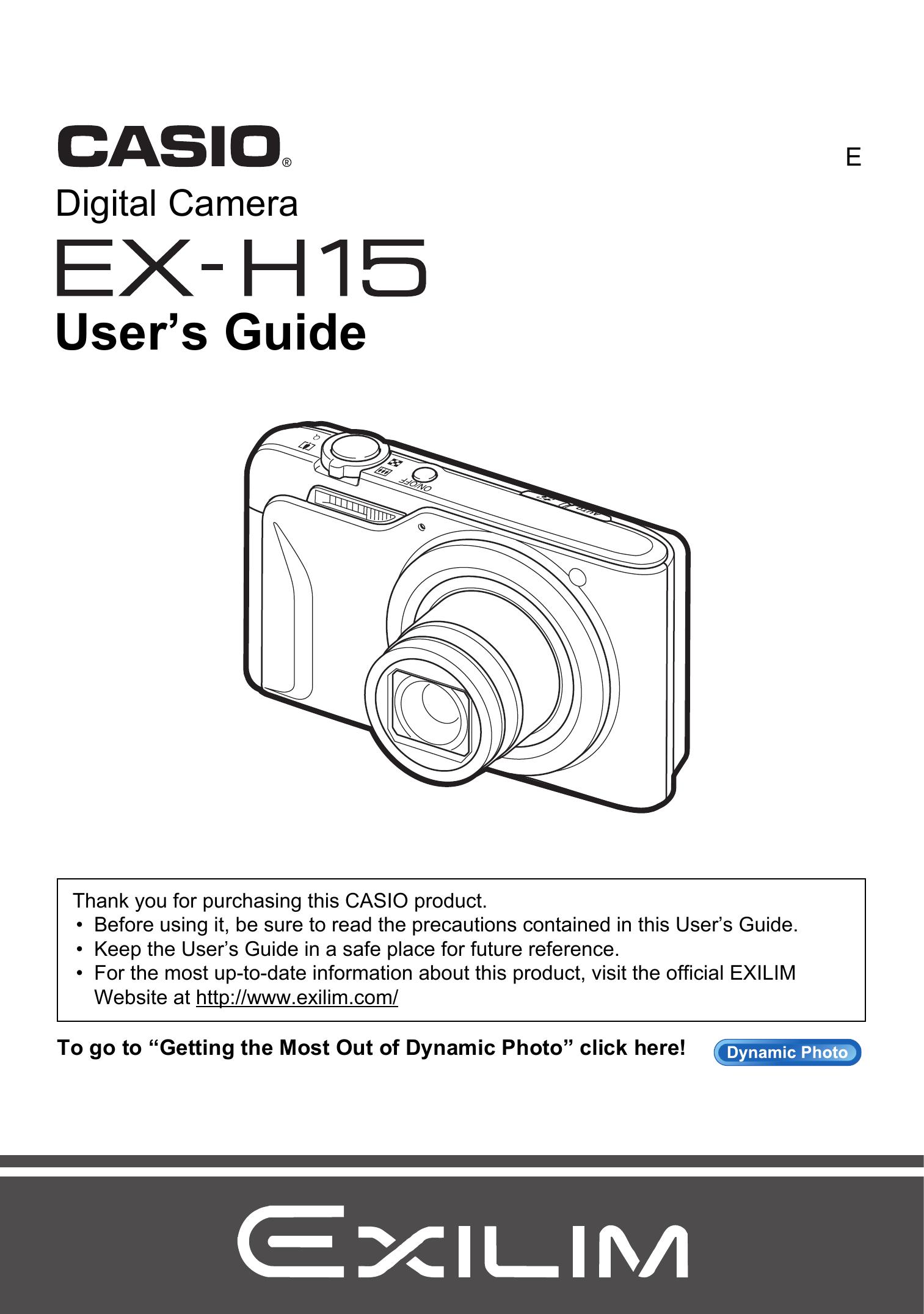 Casio EX-H15 Digital Camera User Manual