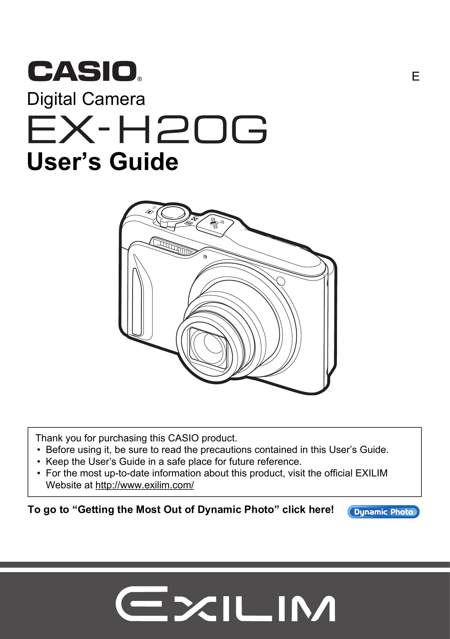 Casio EX-H20G Digital Camera User Manual