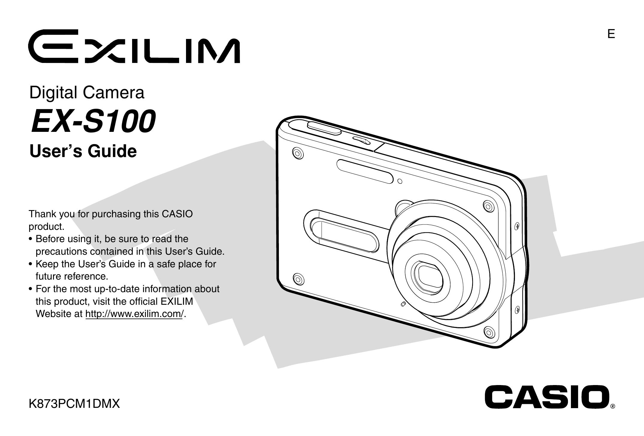 Casio EX-S100 Digital Camera User Manual