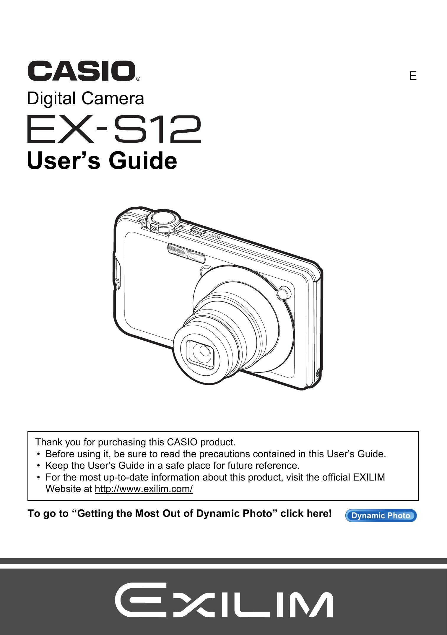 Casio EX-S12 Digital Camera User Manual