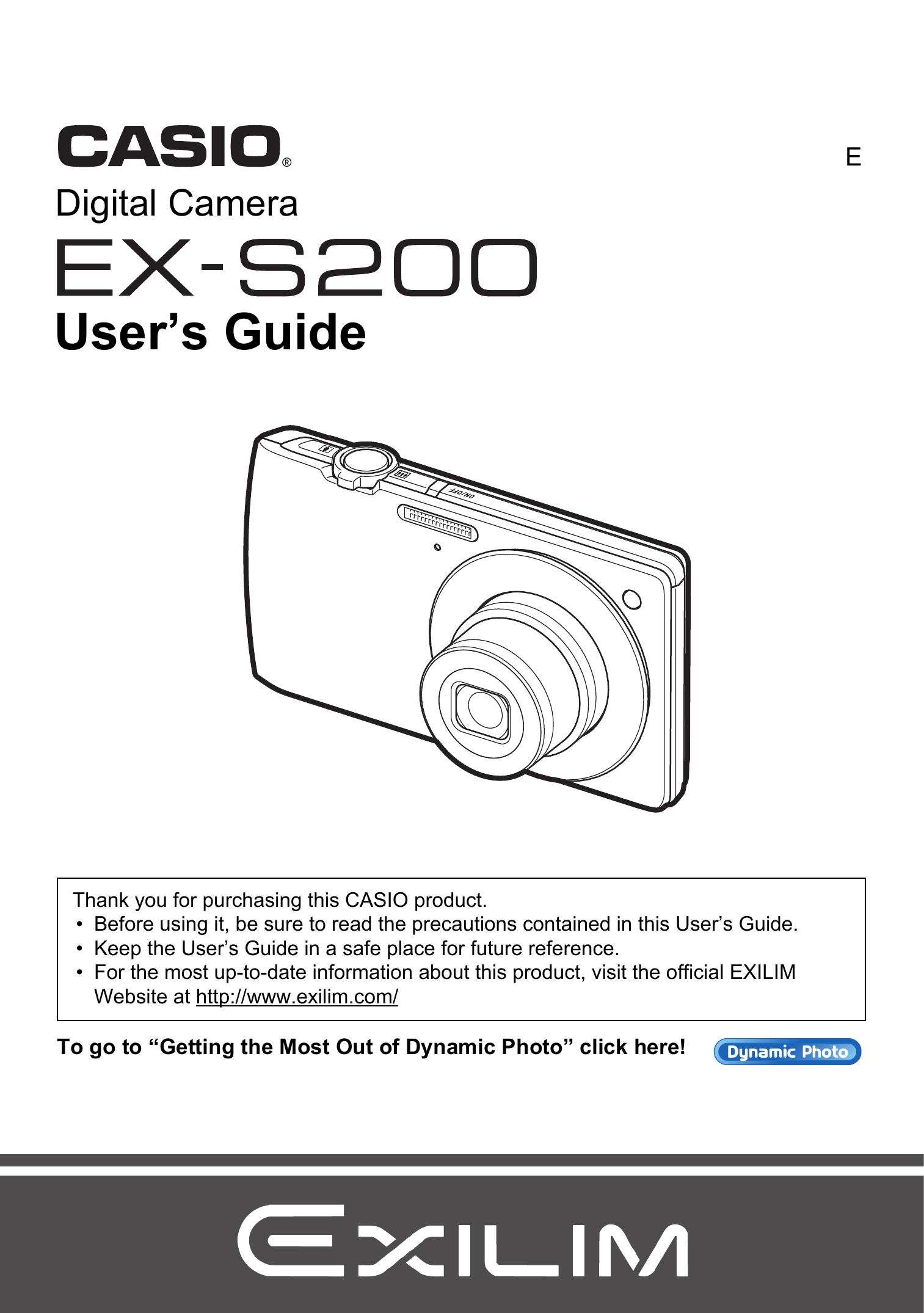 Casio EX-S200 Digital Camera User Manual
