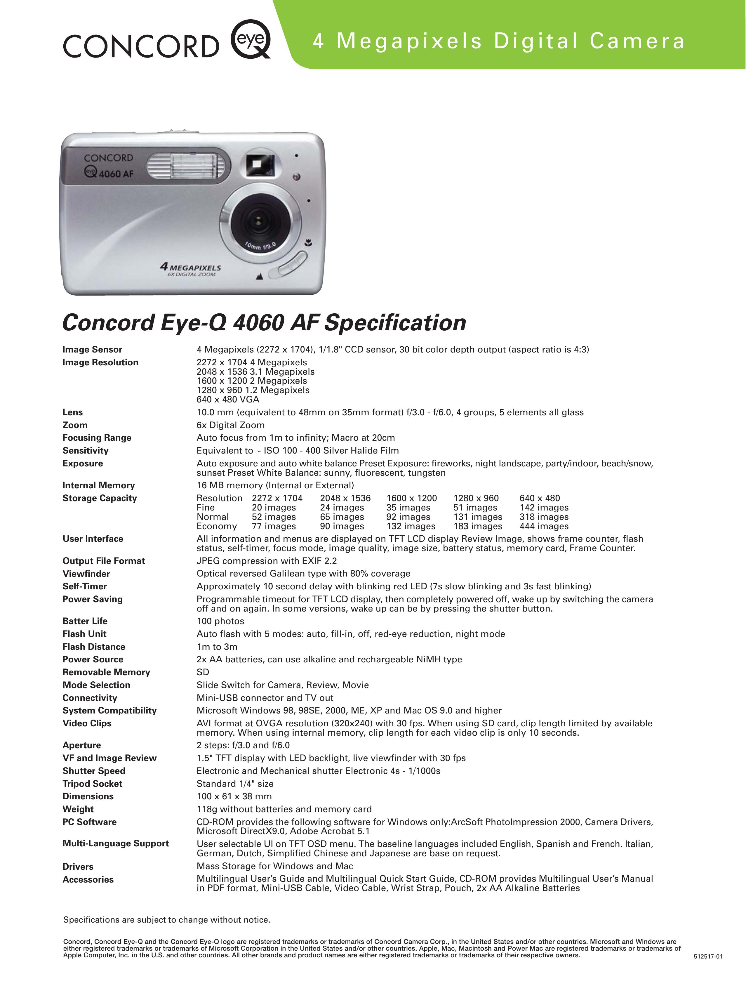 Concord Camera Eye-Q 4060 Digital Camera User Manual