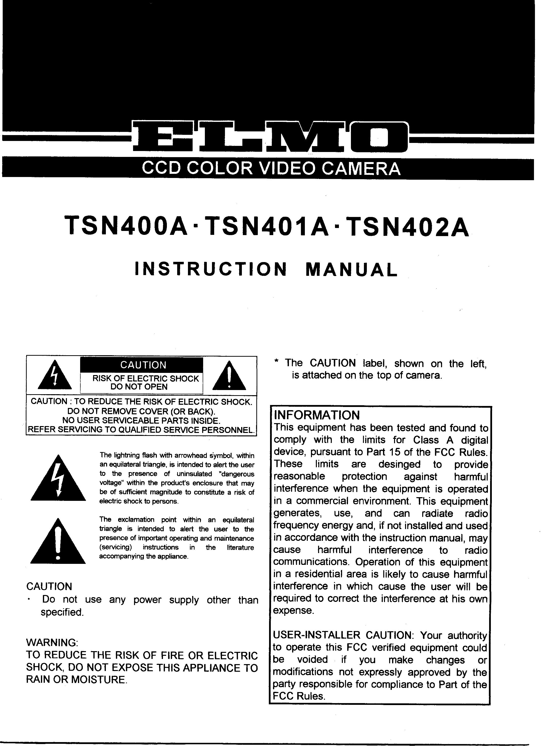 Elmo TSN400A Digital Camera User Manual