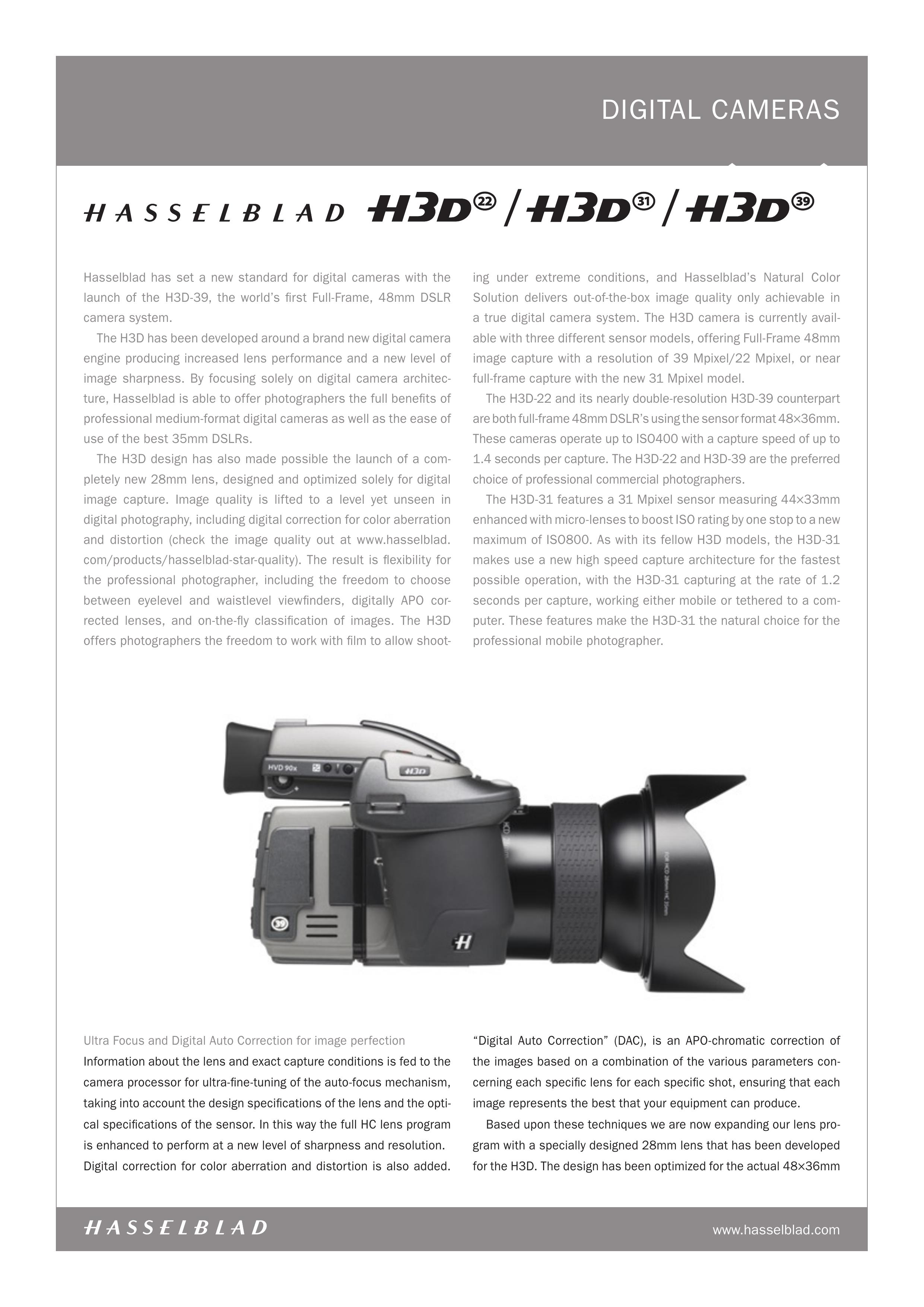 Hasselblad H3D-31 Digital Camera User Manual