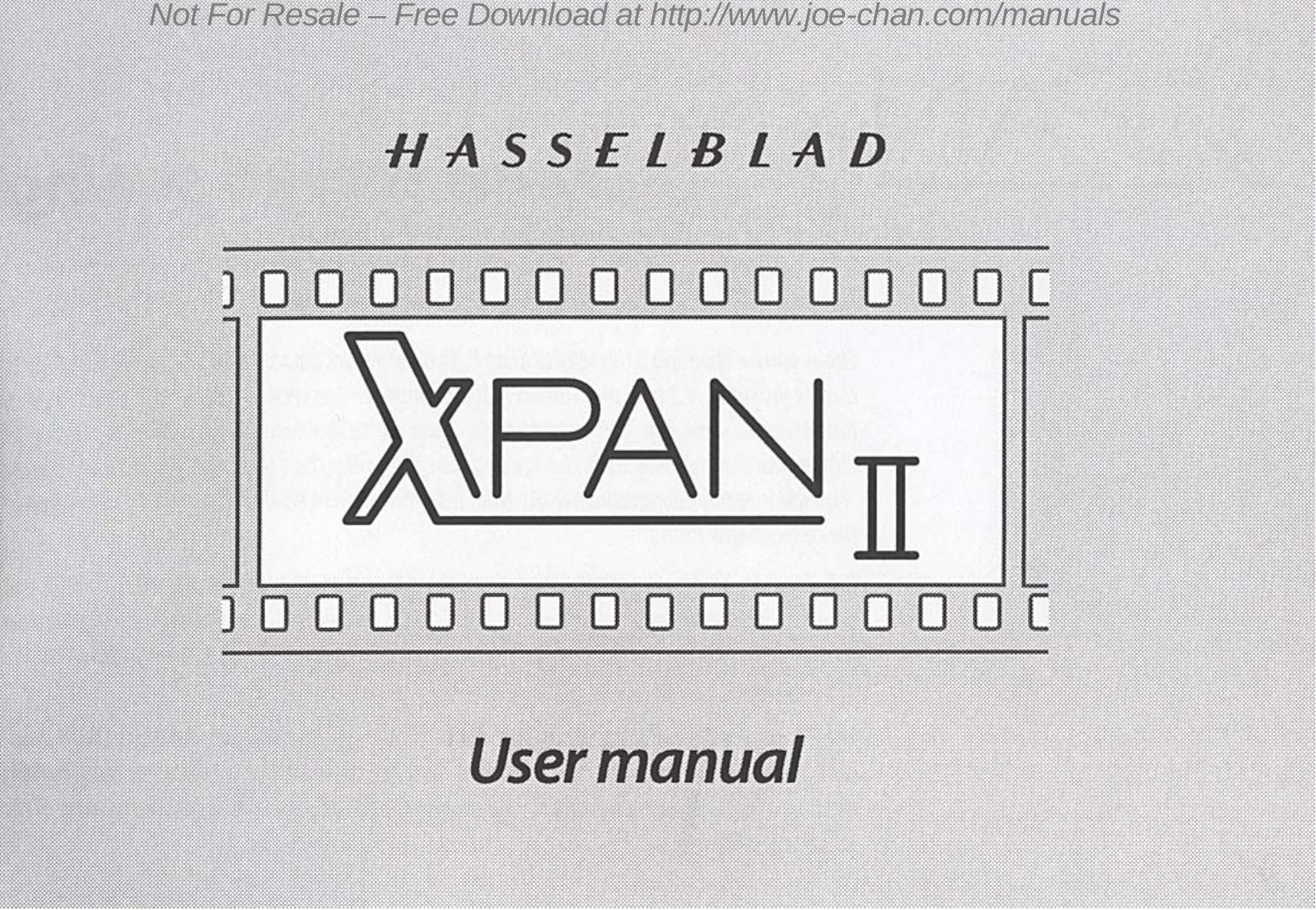 Hasselblad XPan II Digital Camera User Manual