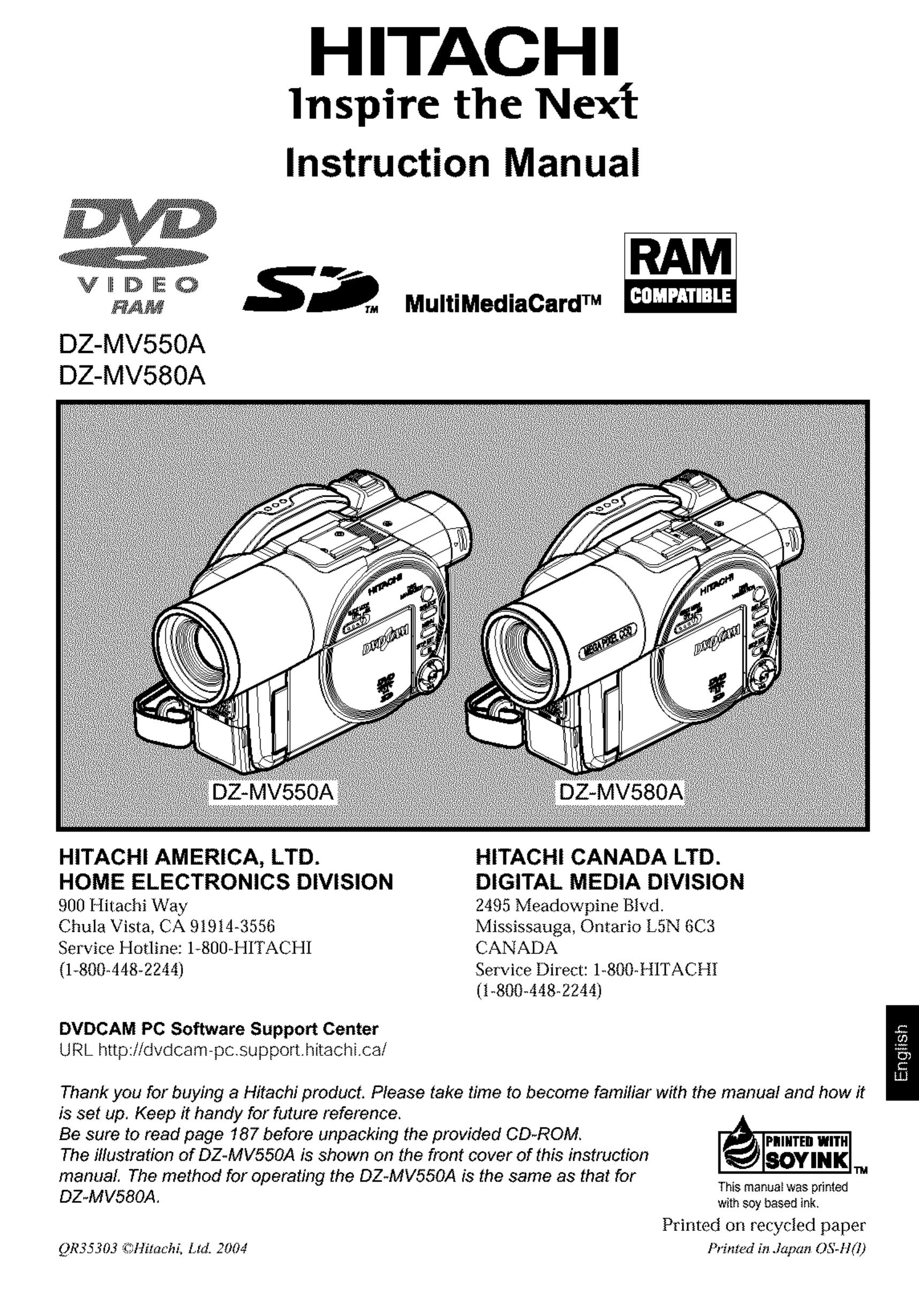 Hitachi DZ-MV580A Digital Camera User Manual