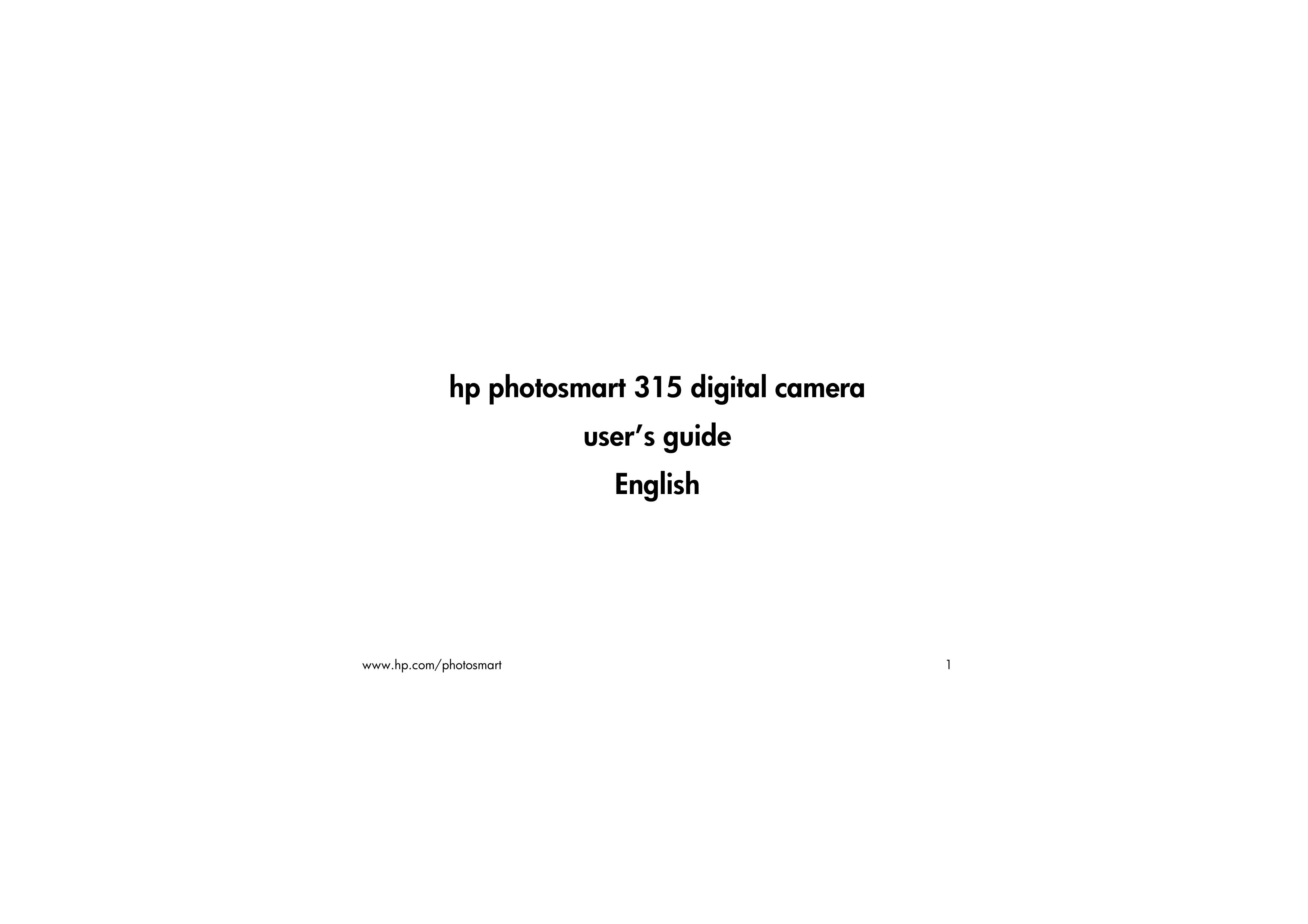 HP (Hewlett-Packard) 315 Digital Camera User Manual