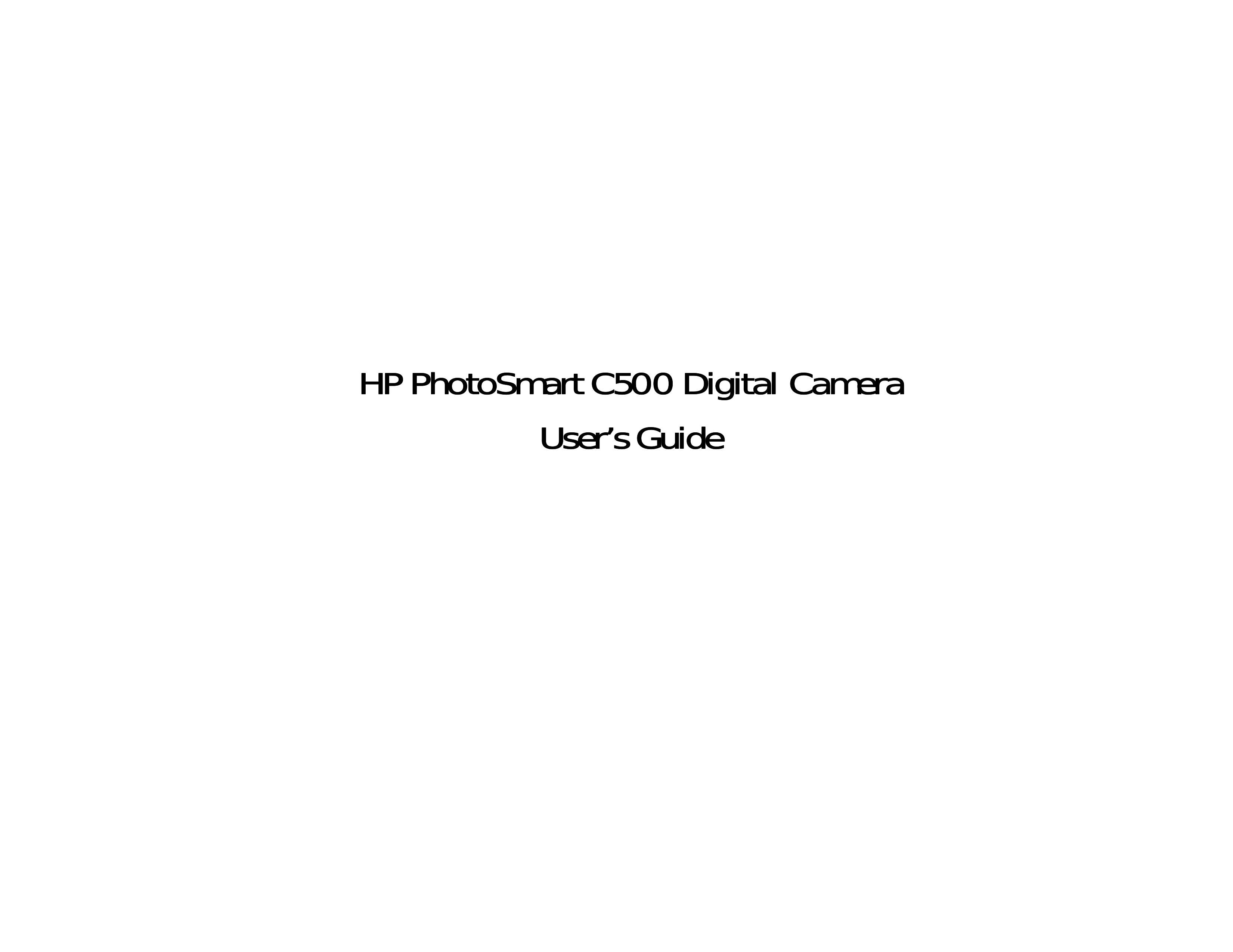 HP (Hewlett-Packard) C500 Digital Camera User Manual