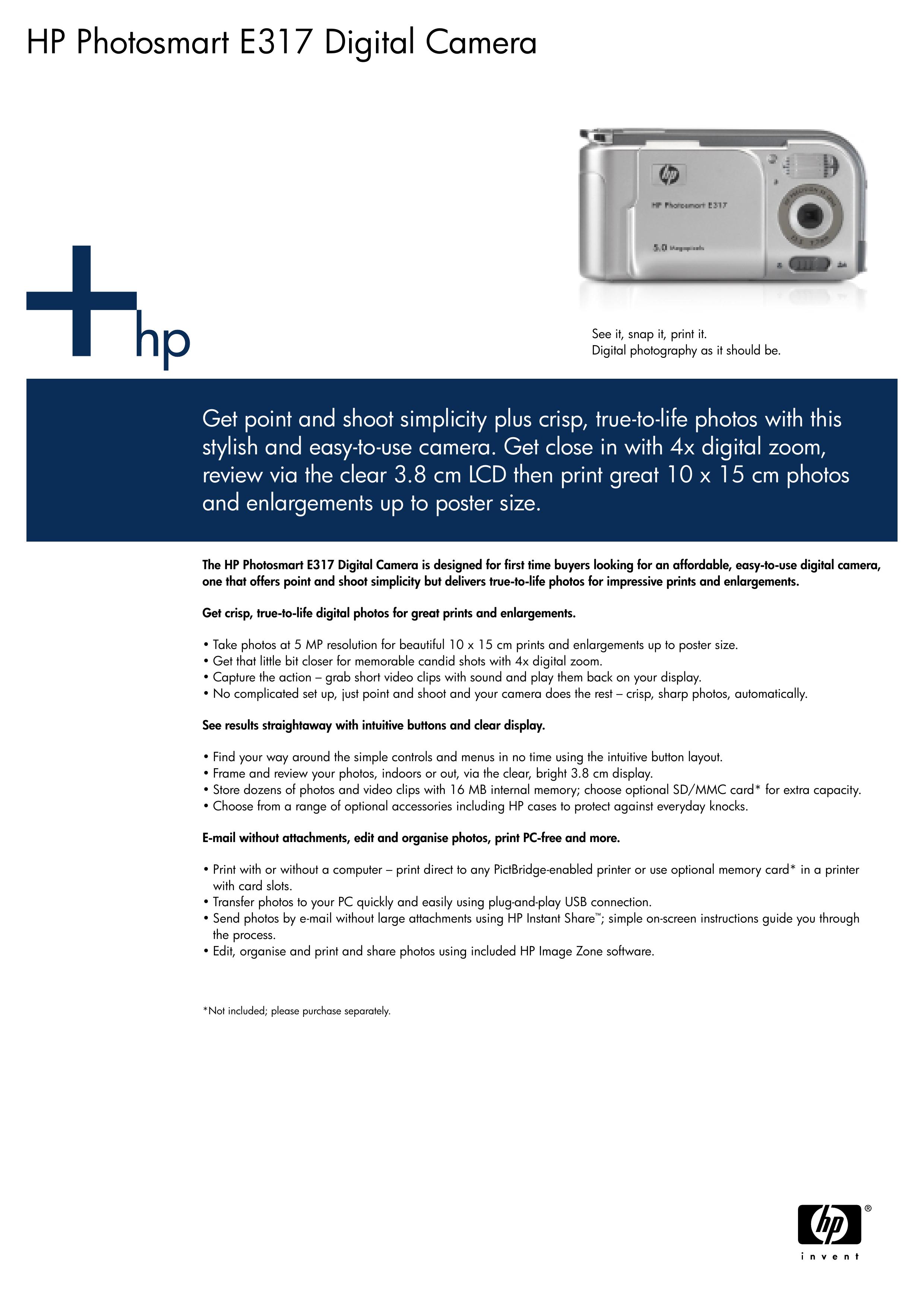HP (Hewlett-Packard) E317 Digital Camera User Manual