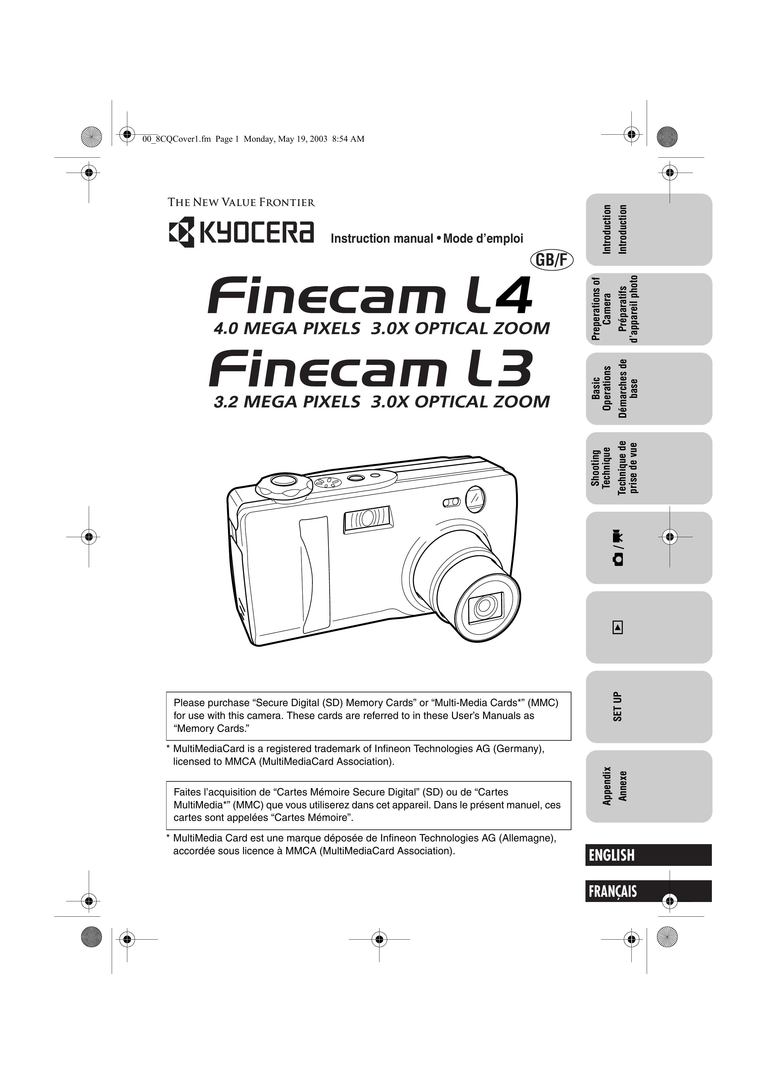 Kyocera Finecam L3 Digital Camera User Manual