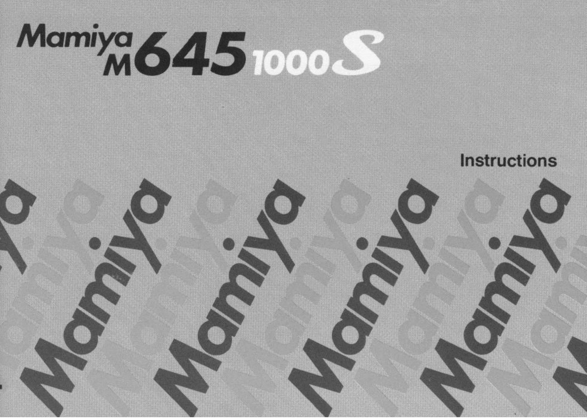 Mamiya M645 1000S Digital Camera User Manual