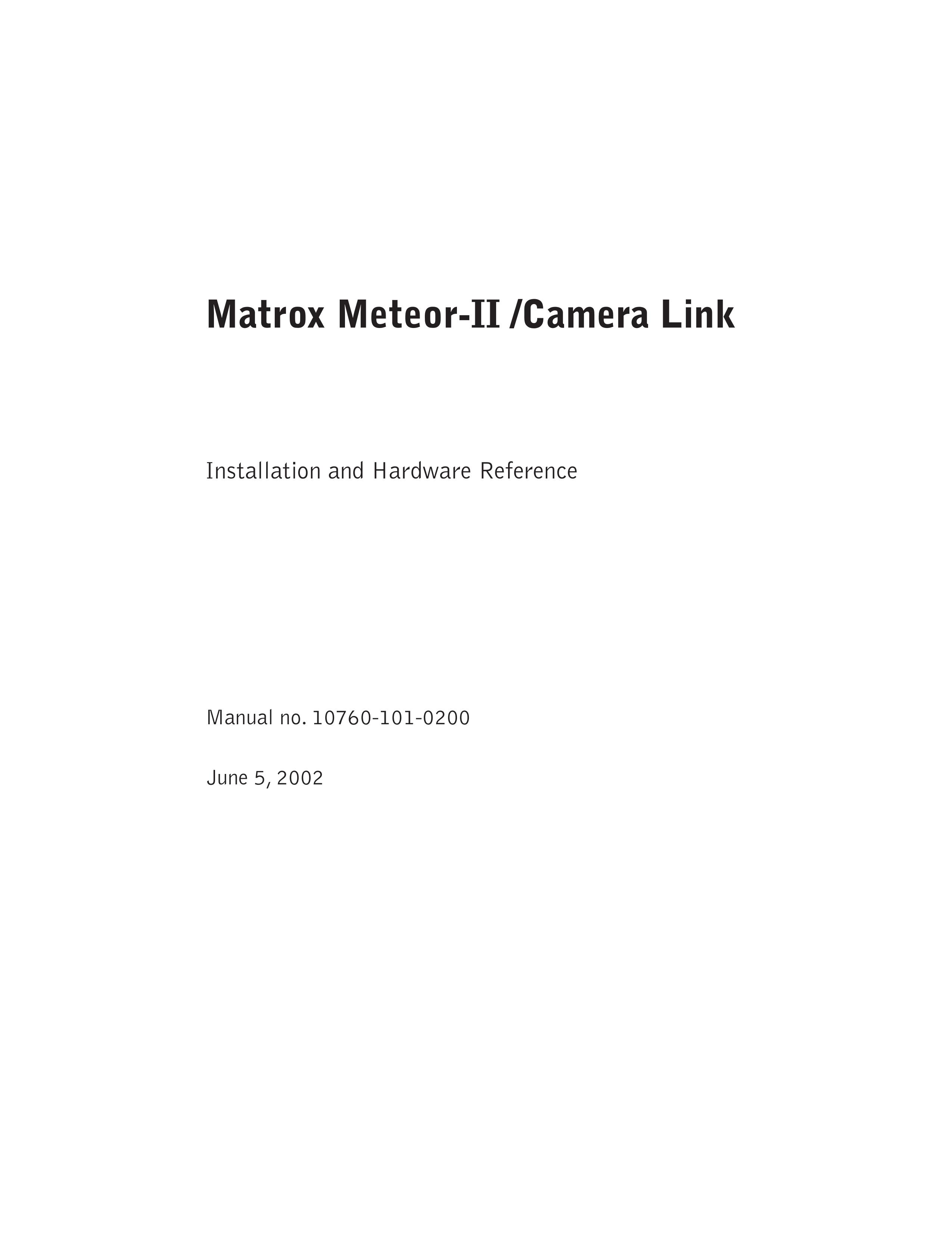 Matrox Electronic Systems 10760-101-0200 Digital Camera User Manual