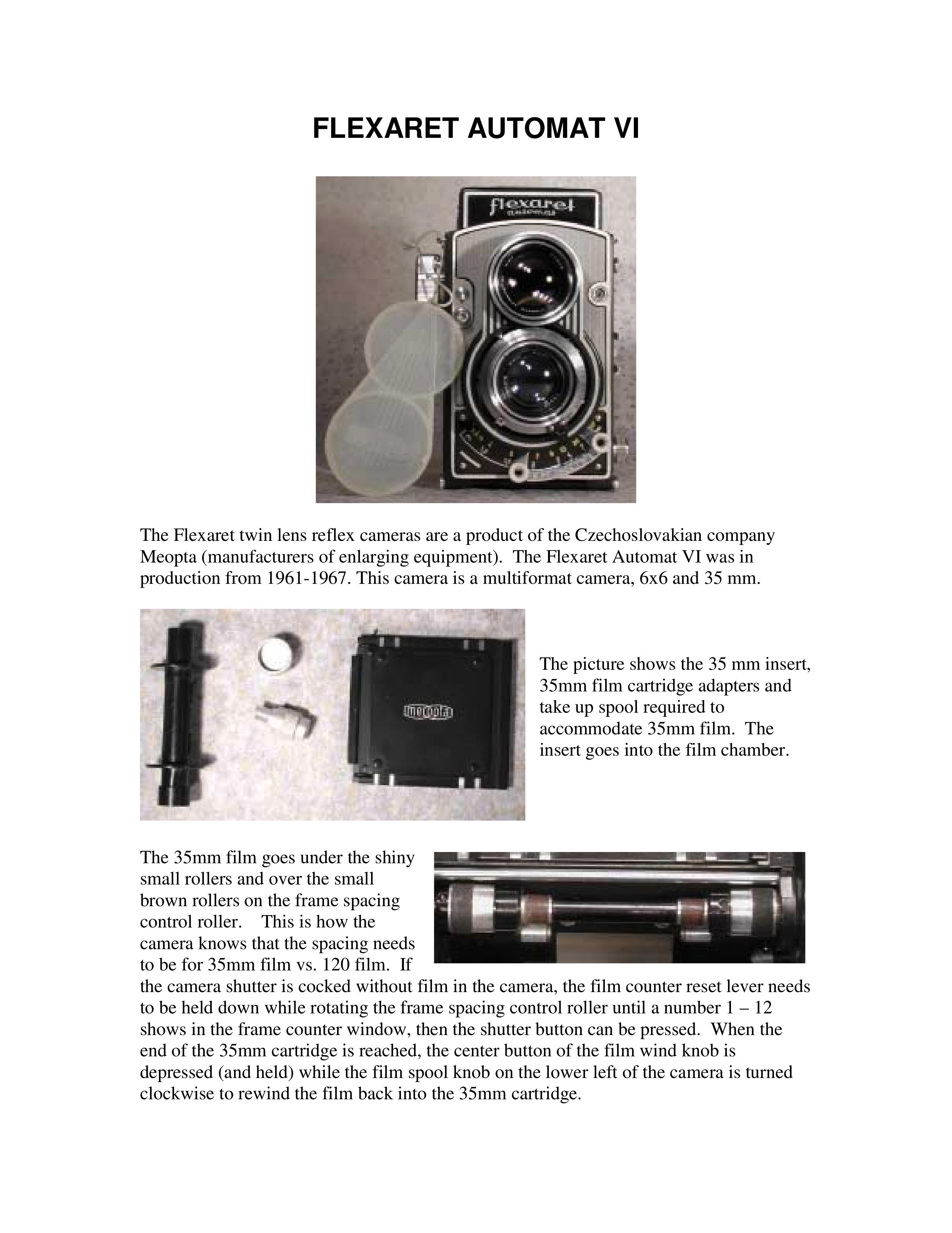 Meopta FLEXARET AUTOMAT VI Digital Camera User Manual