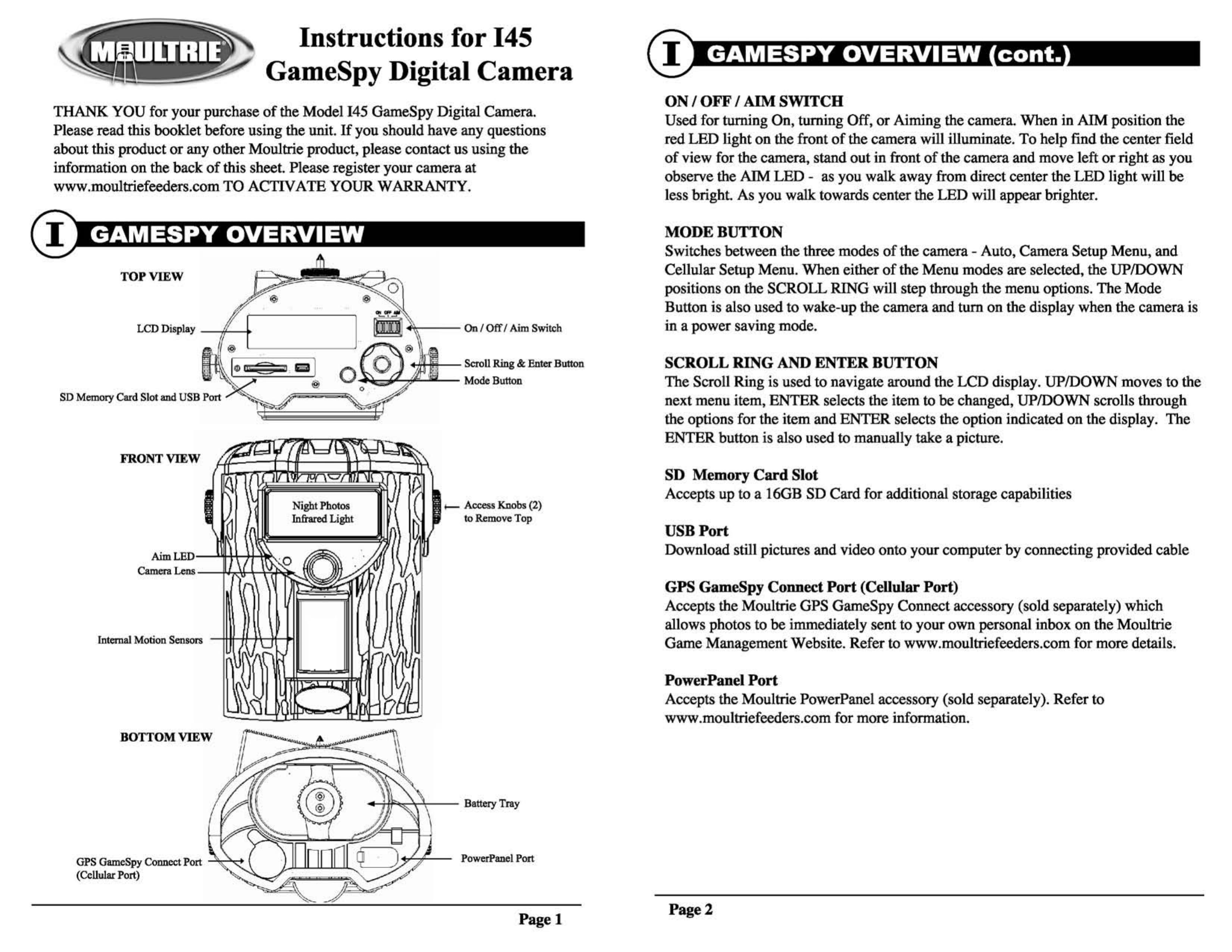 Moultrie I45 Digital Camera User Manual