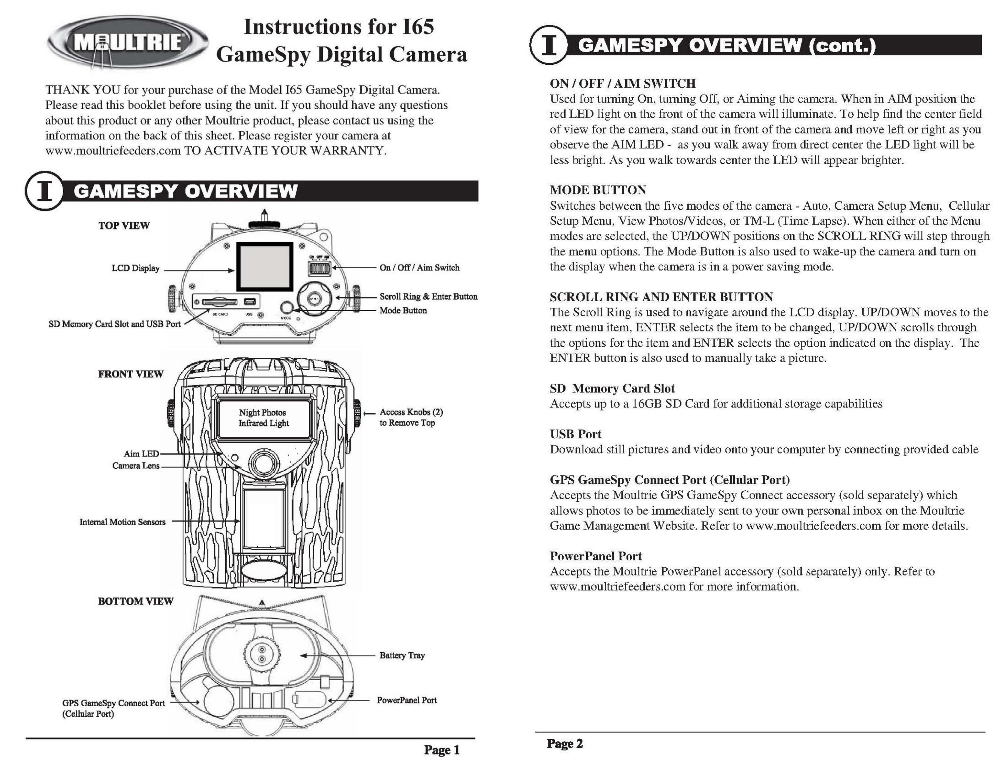 Moultrie I65 Digital Camera User Manual