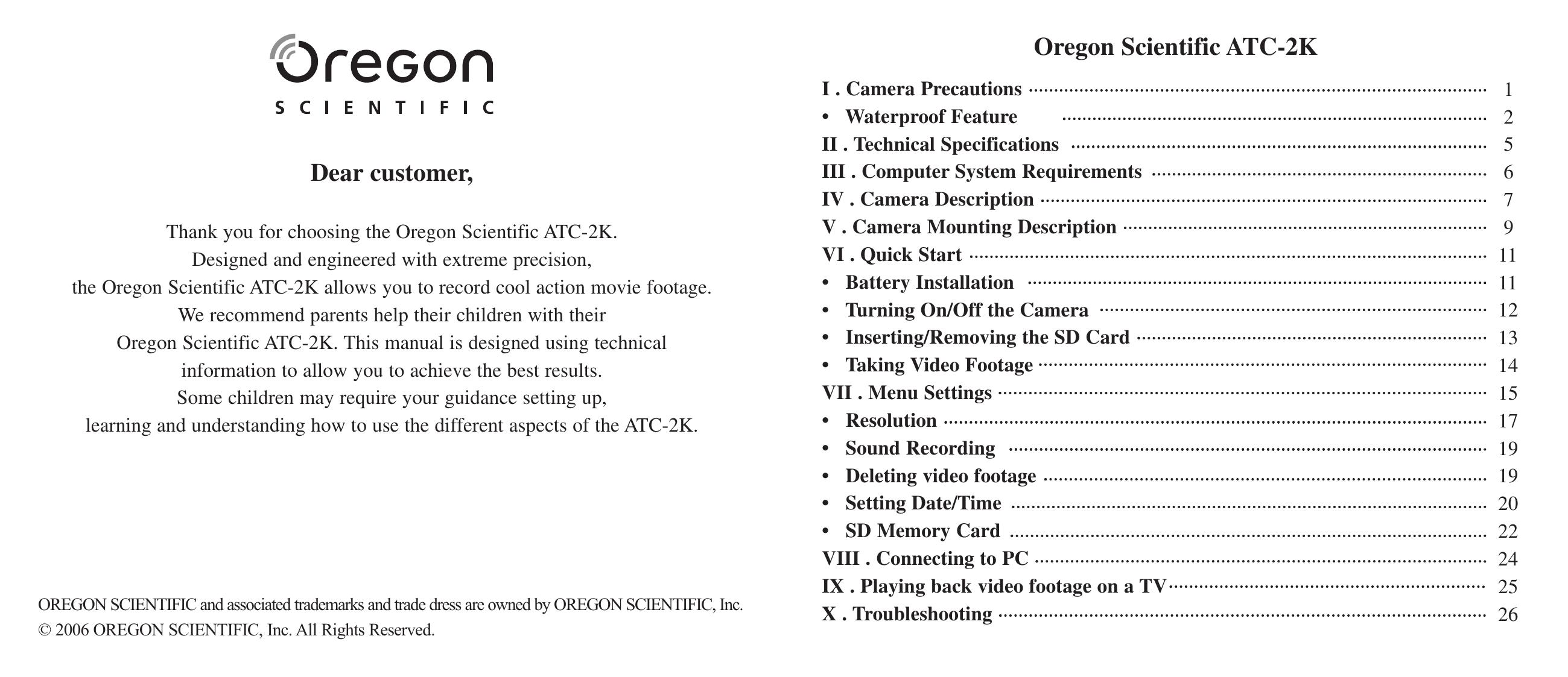 Oregon ATC-2K Digital Camera User Manual