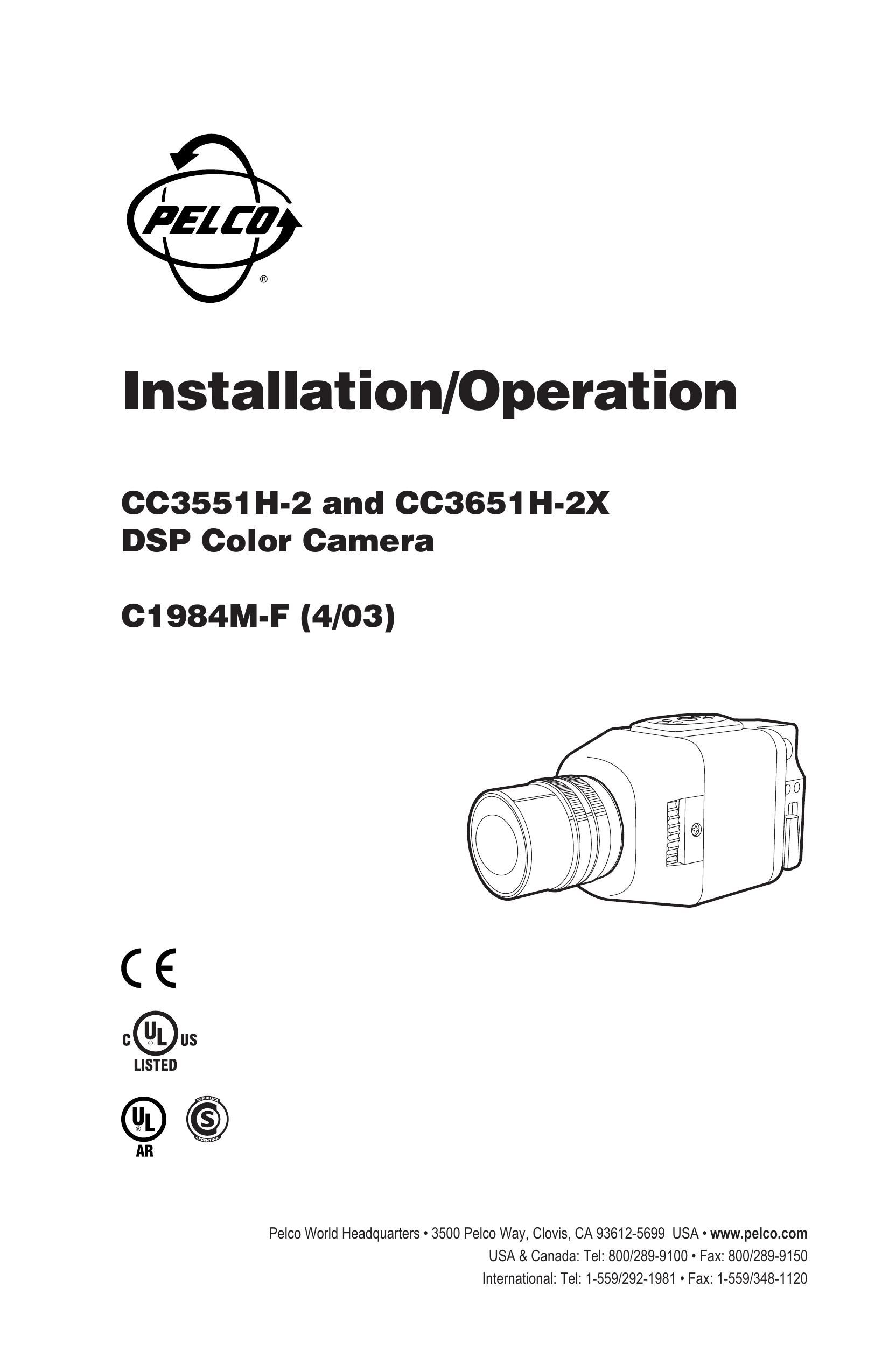 Pelco CC3651H-2X Digital Camera User Manual
