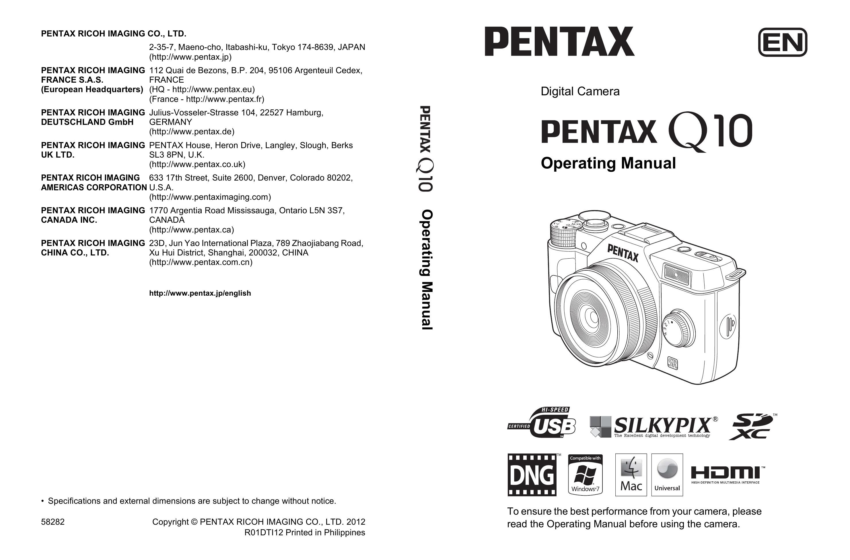 Pentax 12161 Digital Camera User Manual