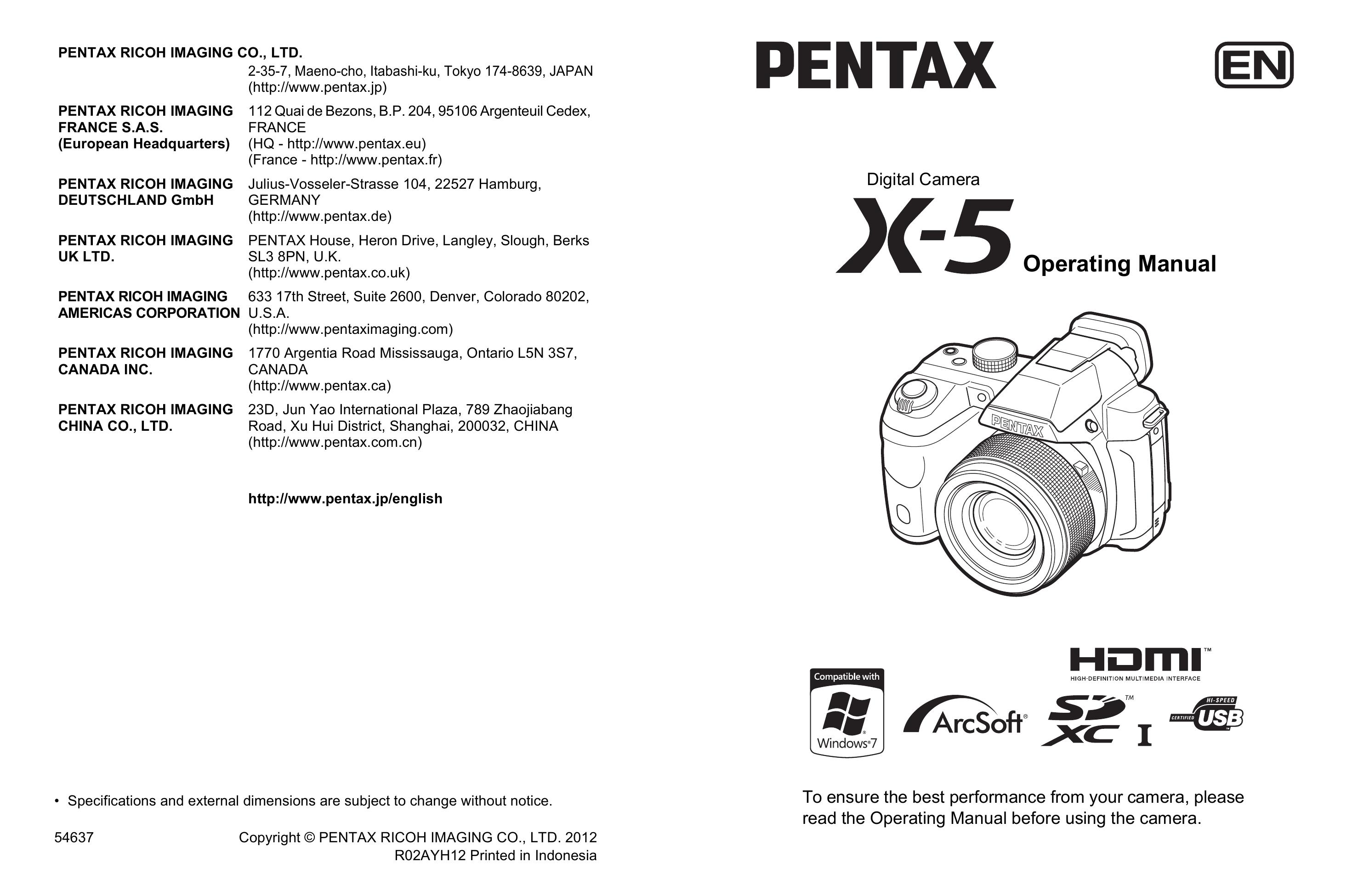 Pentax 12772 Digital Camera User Manual