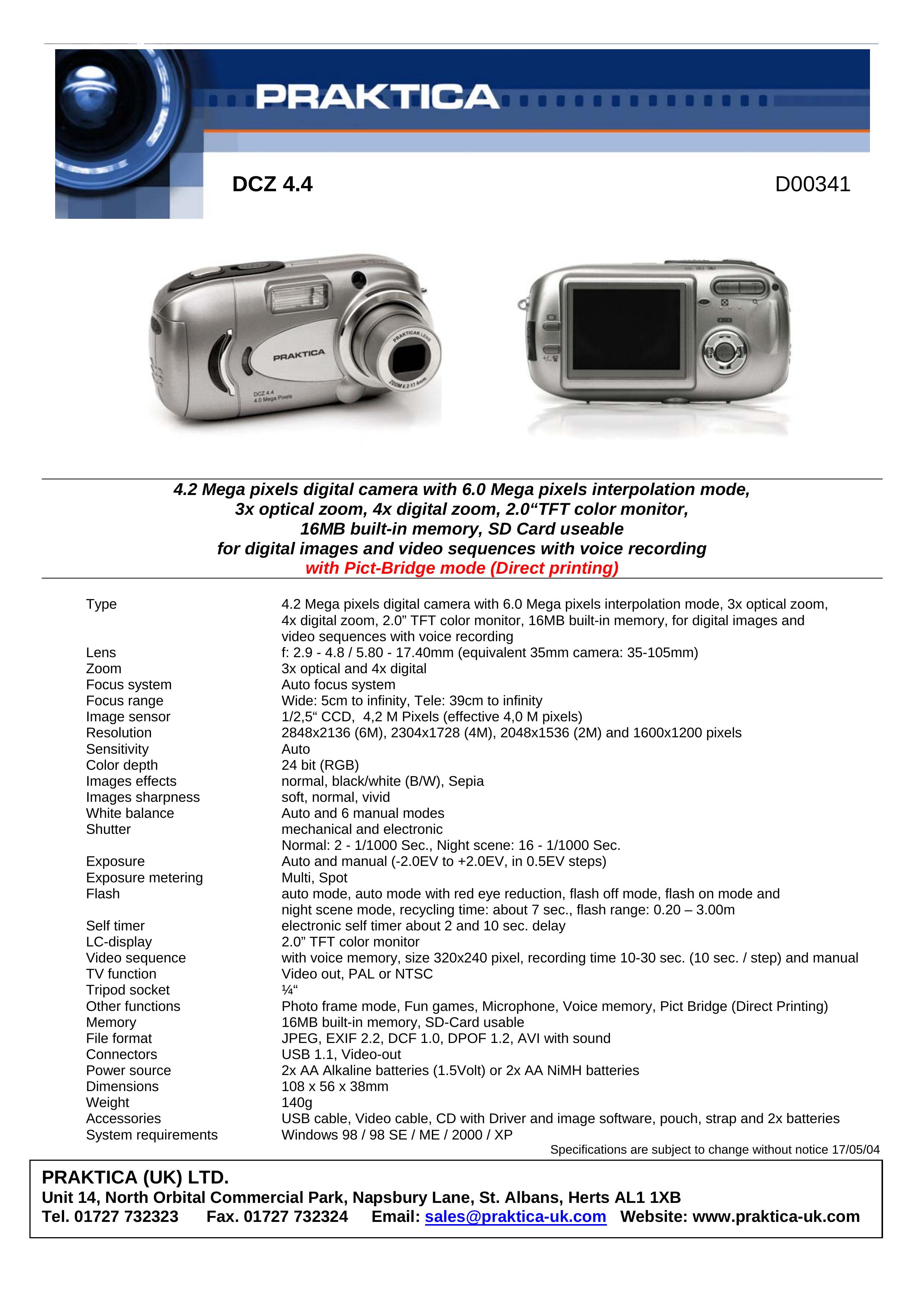 Praktica D00341 Digital Camera User Manual