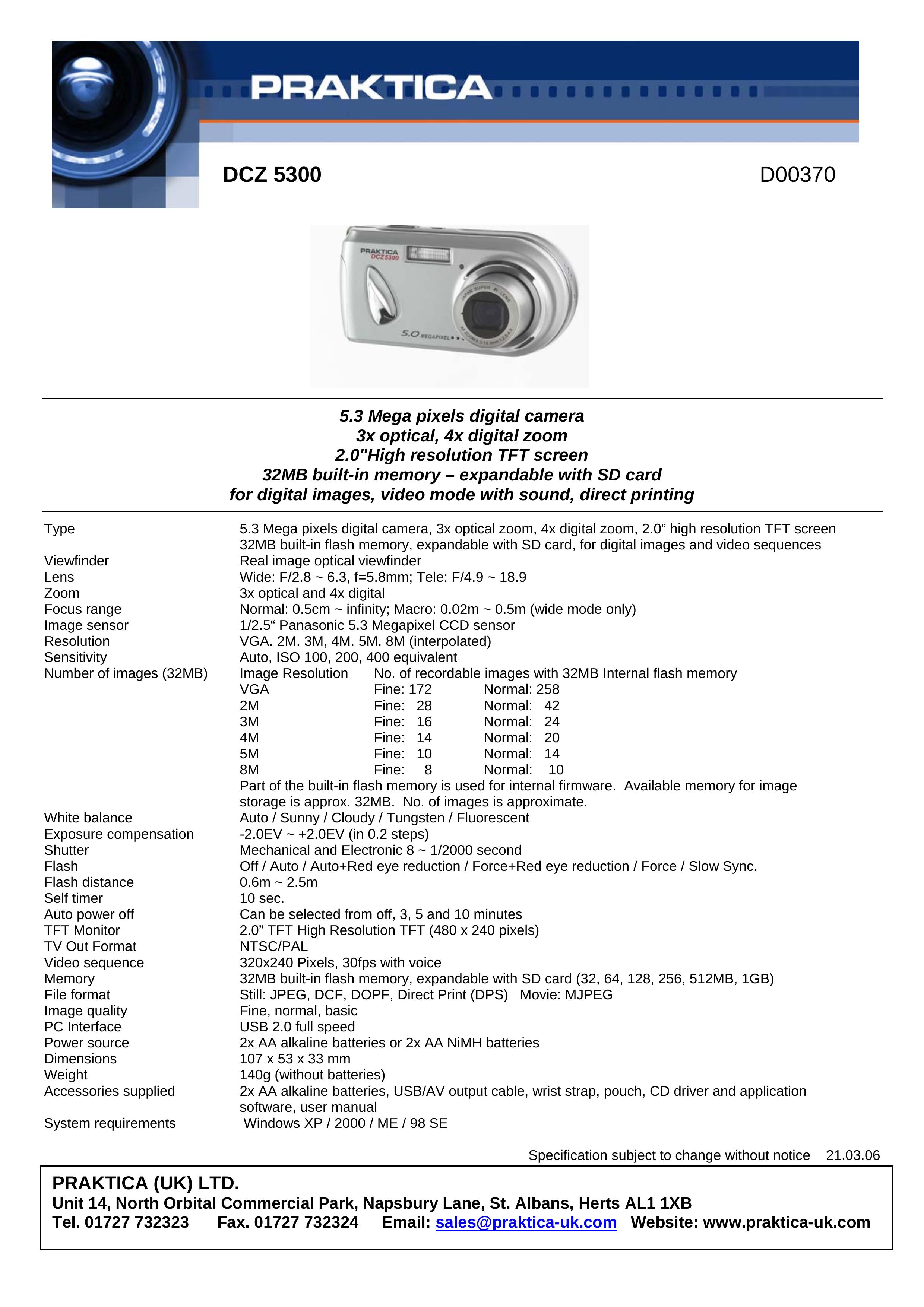Praktica D00370 Digital Camera User Manual