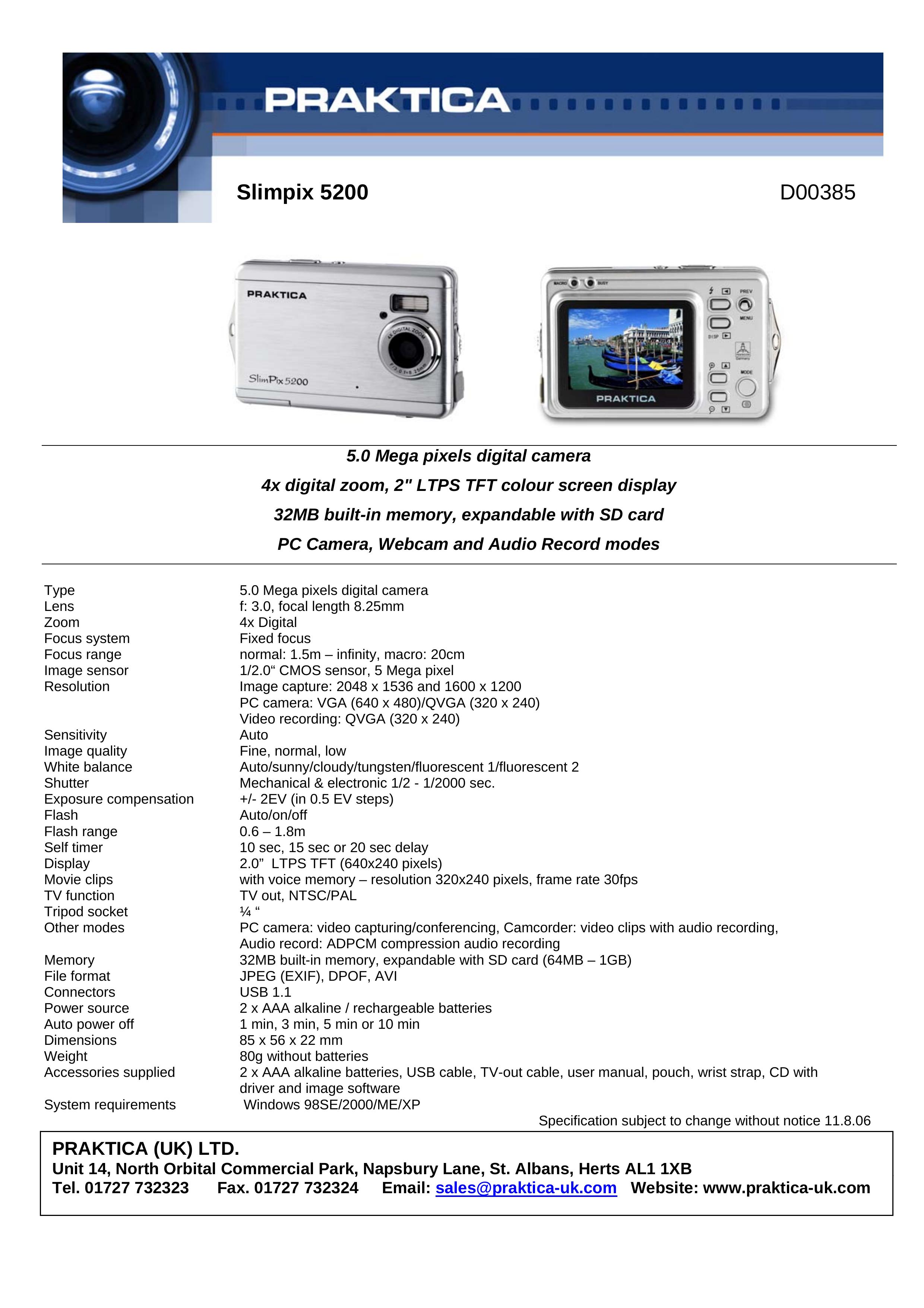 Praktica D00385 Digital Camera User Manual