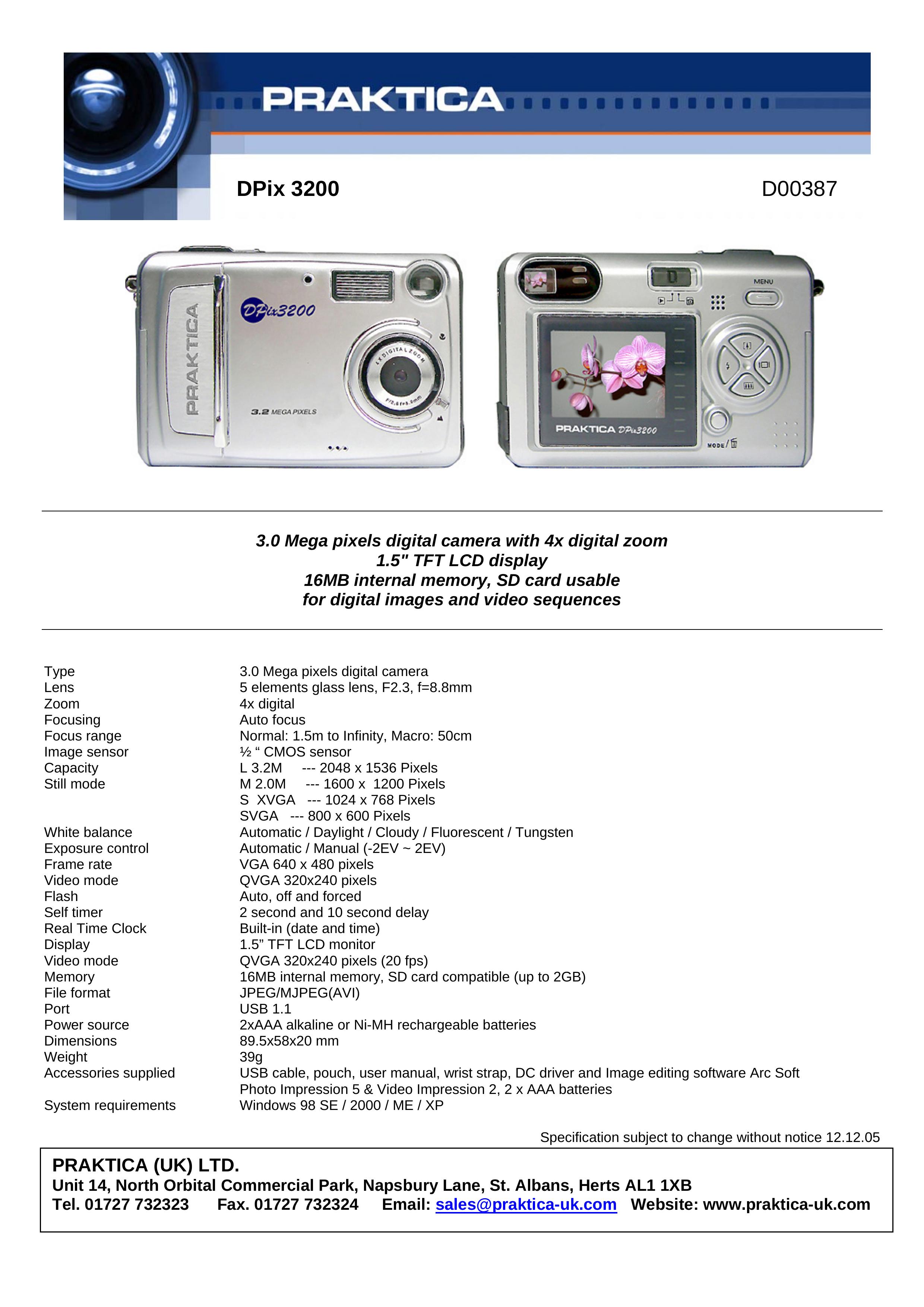 Praktica D00387 Digital Camera User Manual
