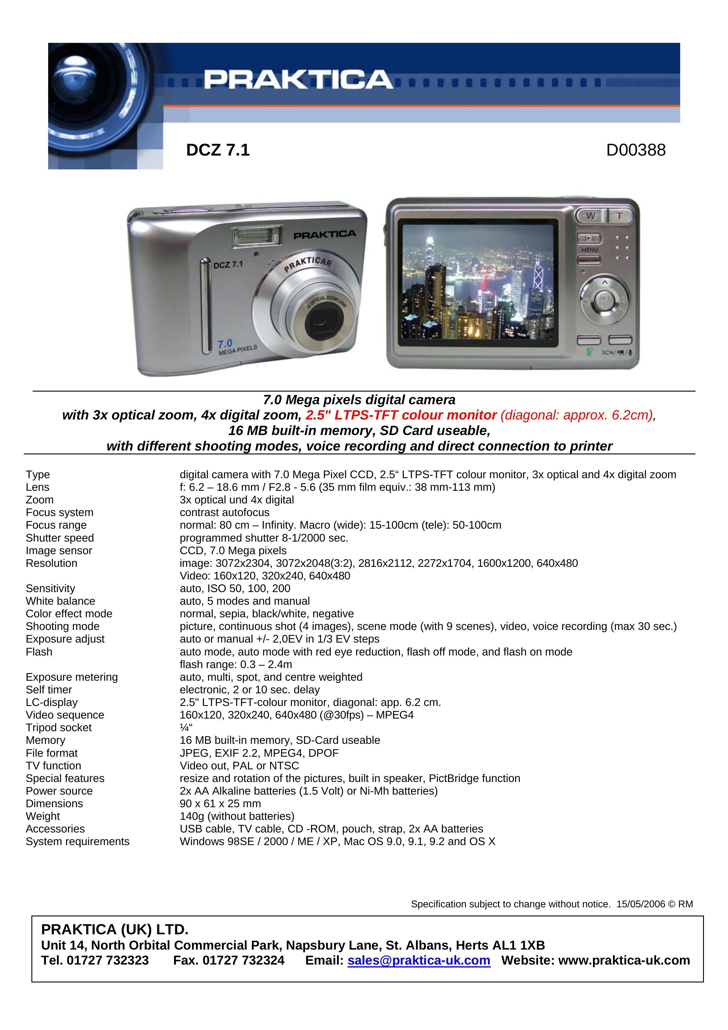 Praktica D00388 Digital Camera User Manual
