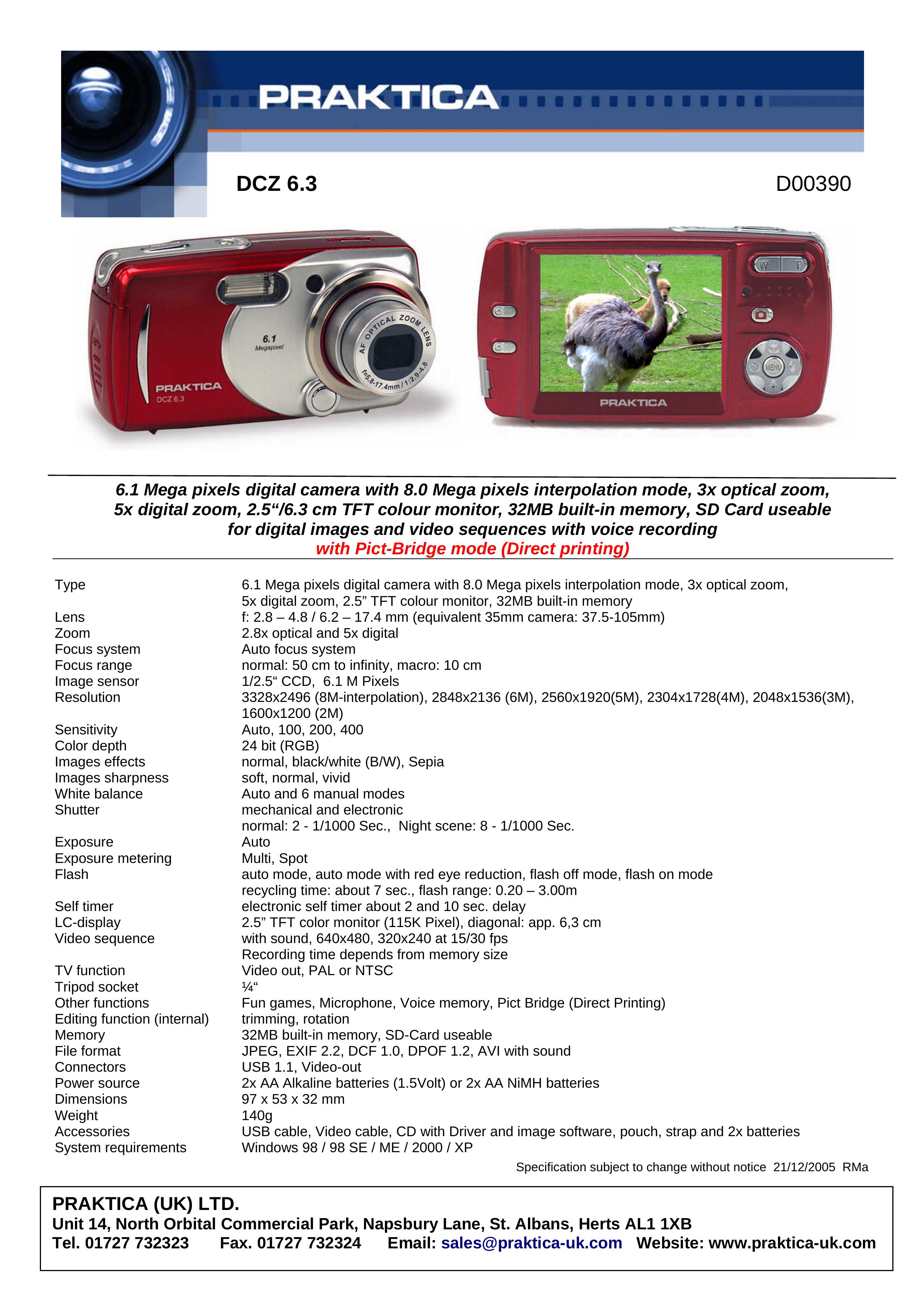 Praktica D00390 Digital Camera User Manual