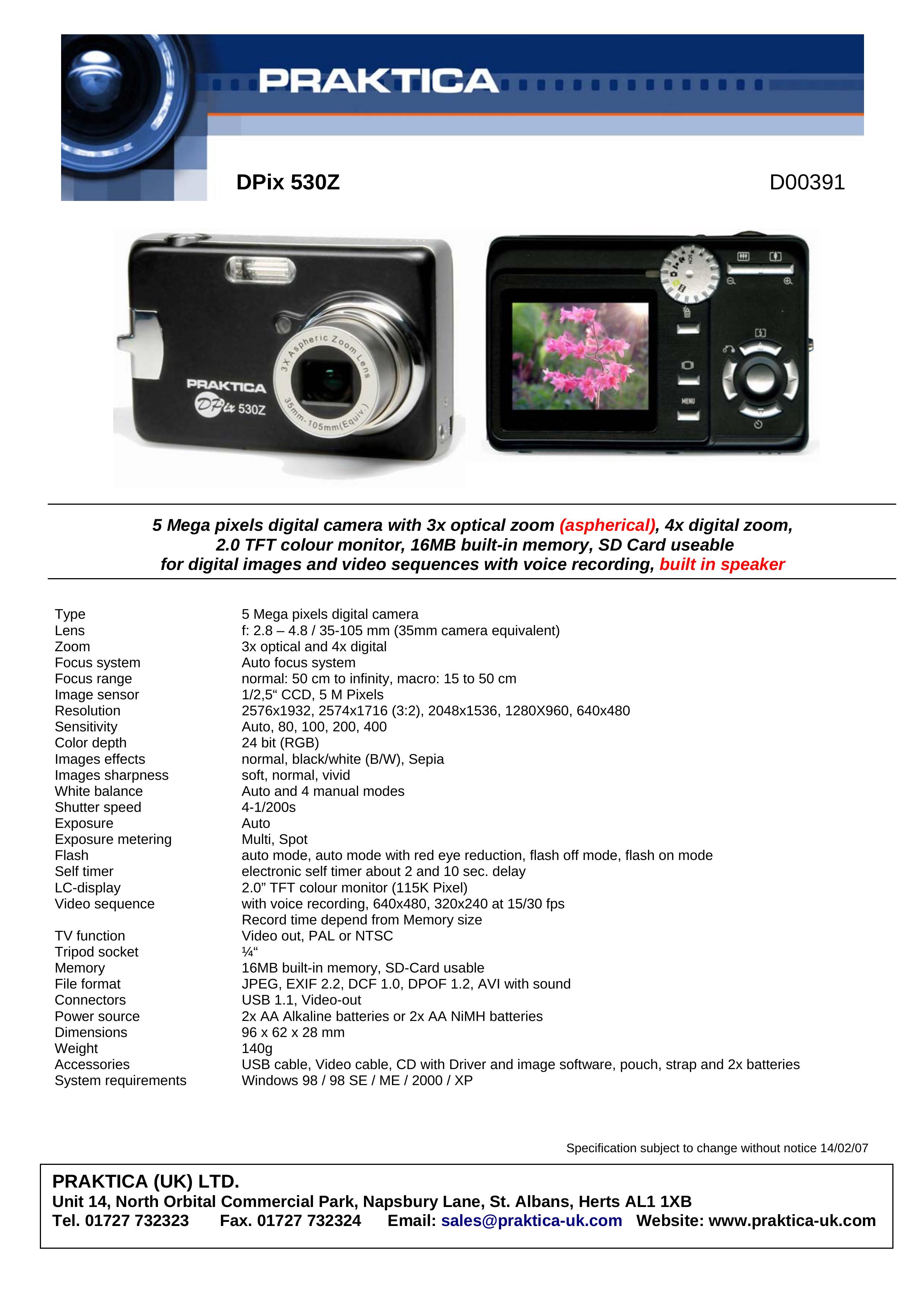 Praktica D00391 Digital Camera User Manual