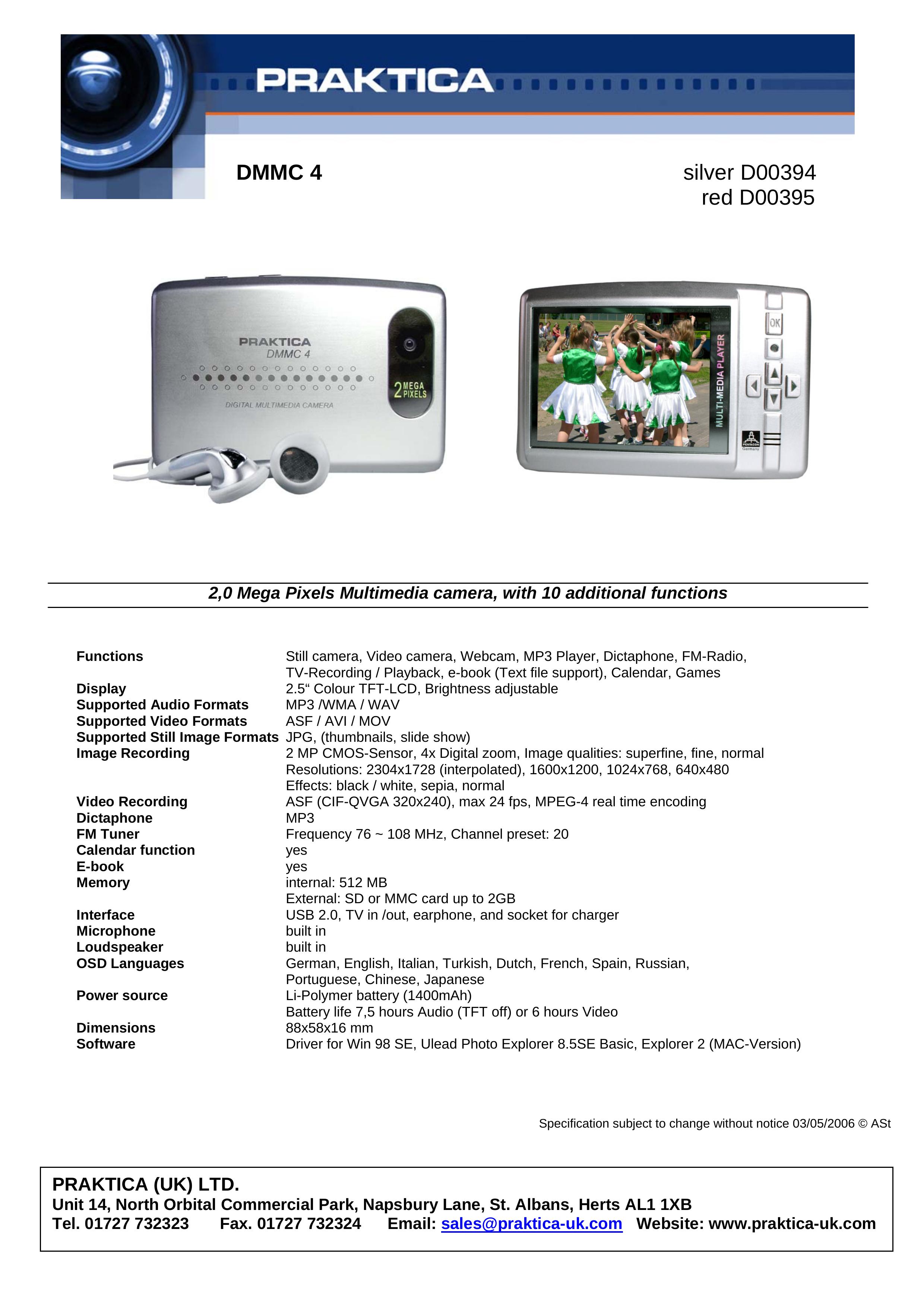 Praktica D00394 Digital Camera User Manual
