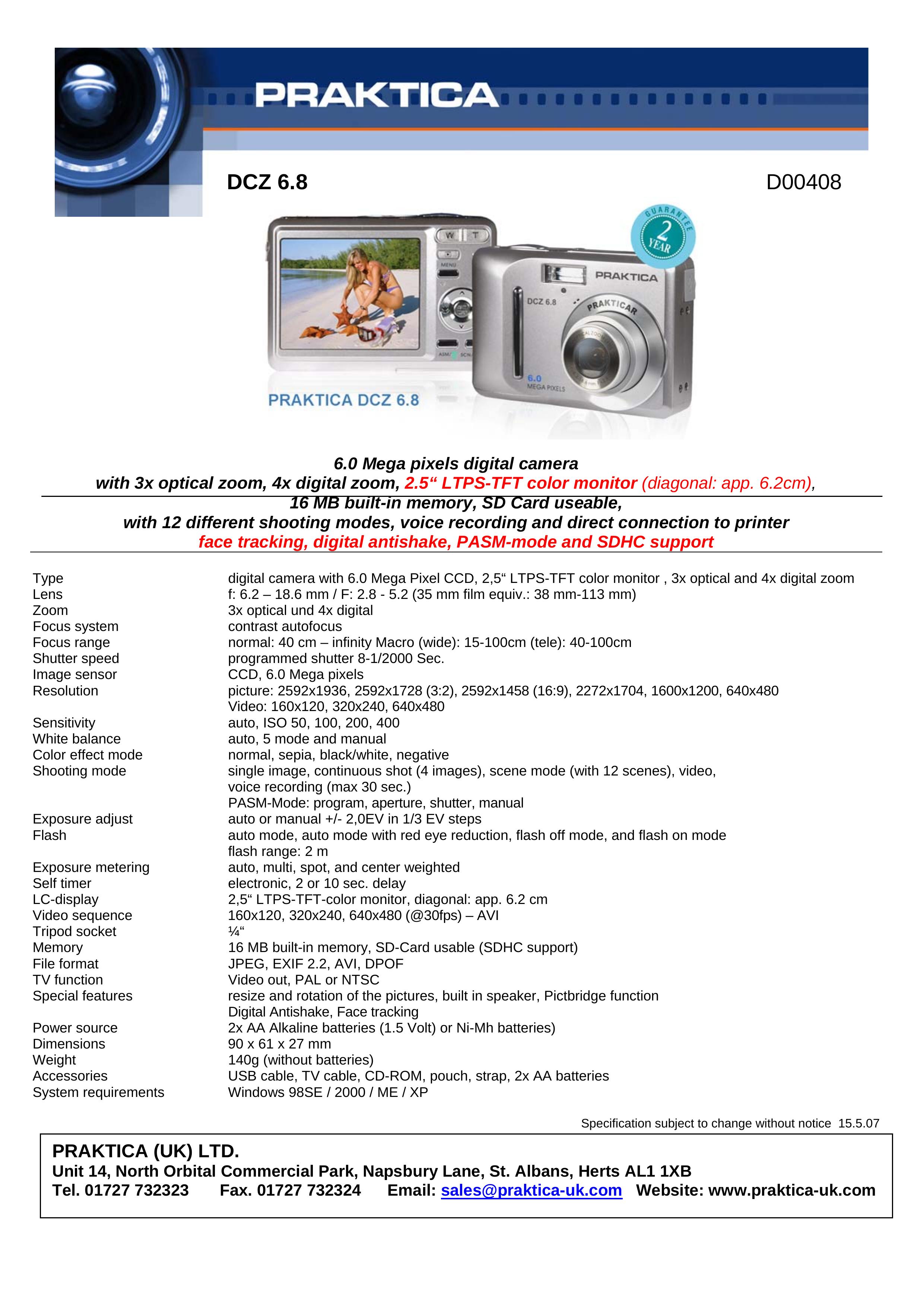 Praktica D00408 Digital Camera User Manual