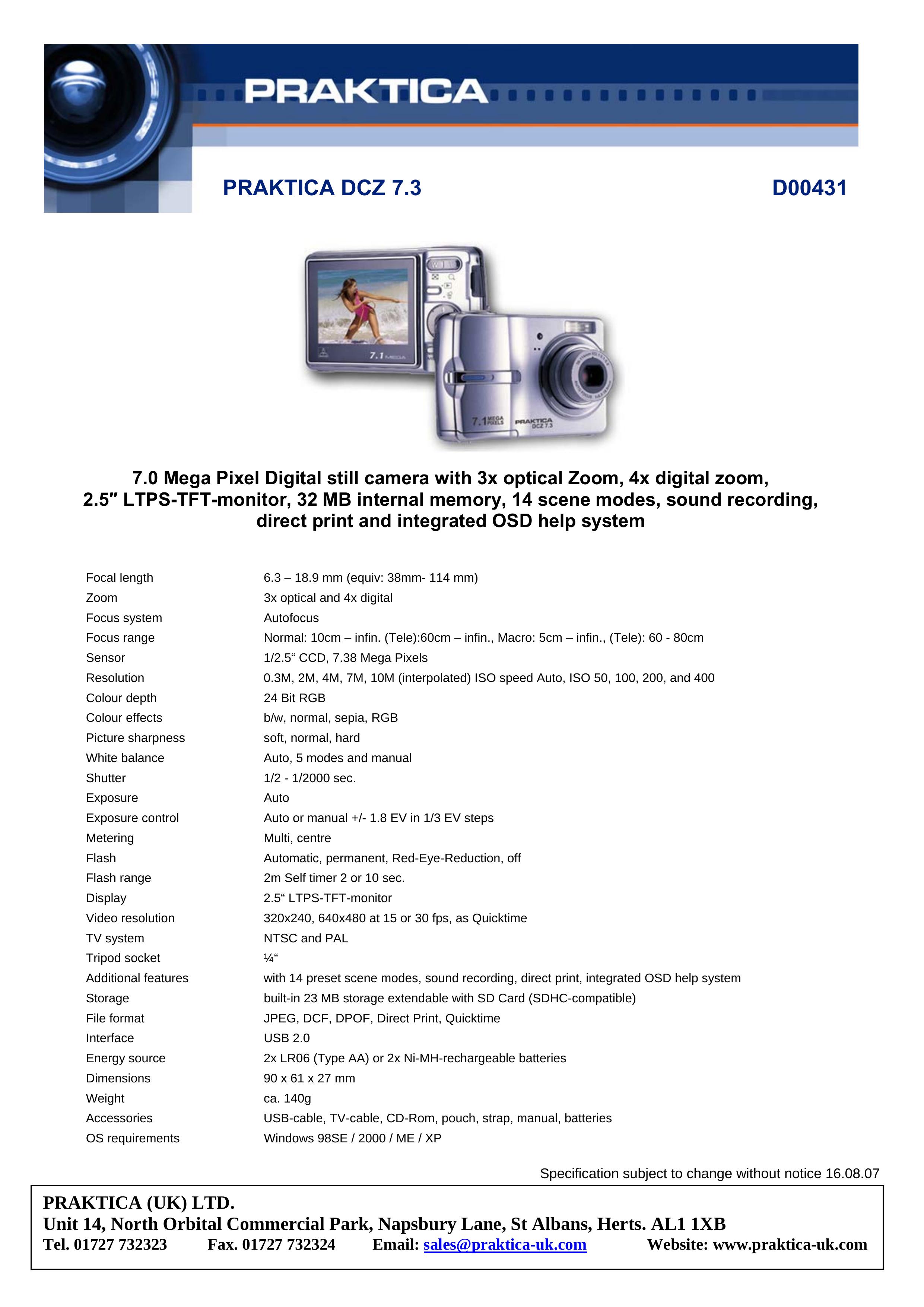 Praktica D00431 Digital Camera User Manual