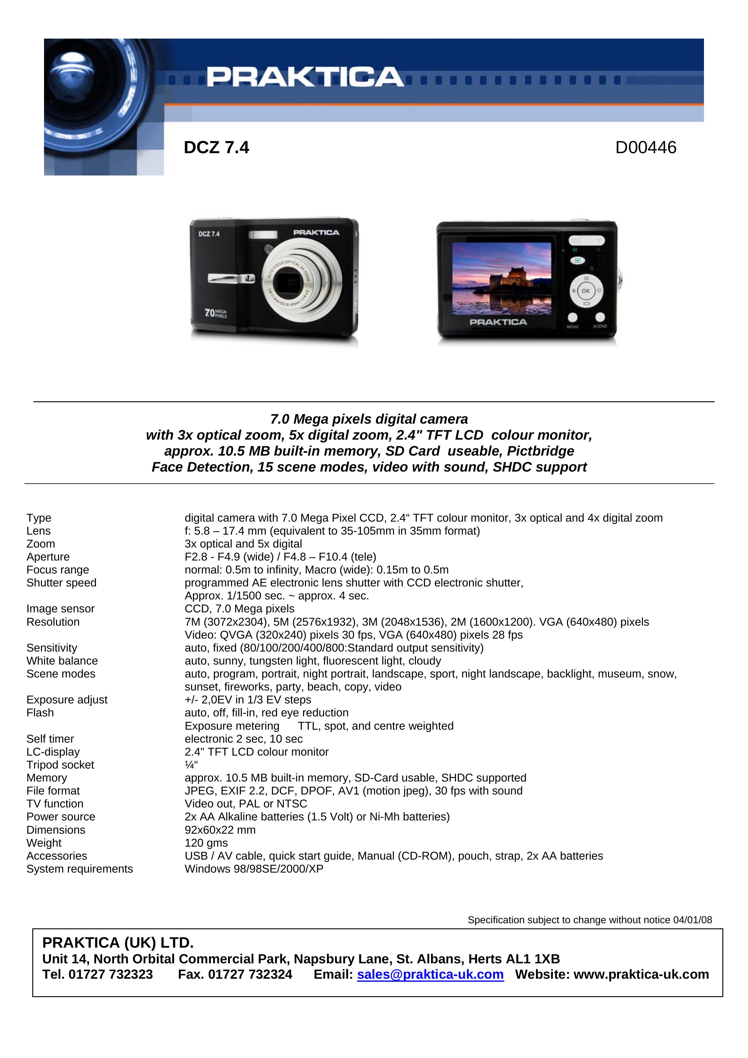 Praktica D00446 Digital Camera User Manual