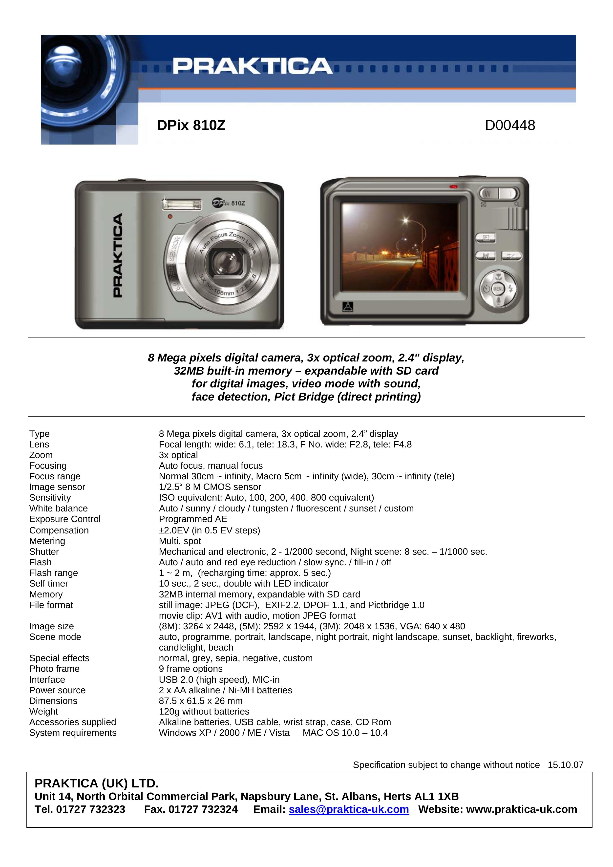 Praktica D00448 Digital Camera User Manual