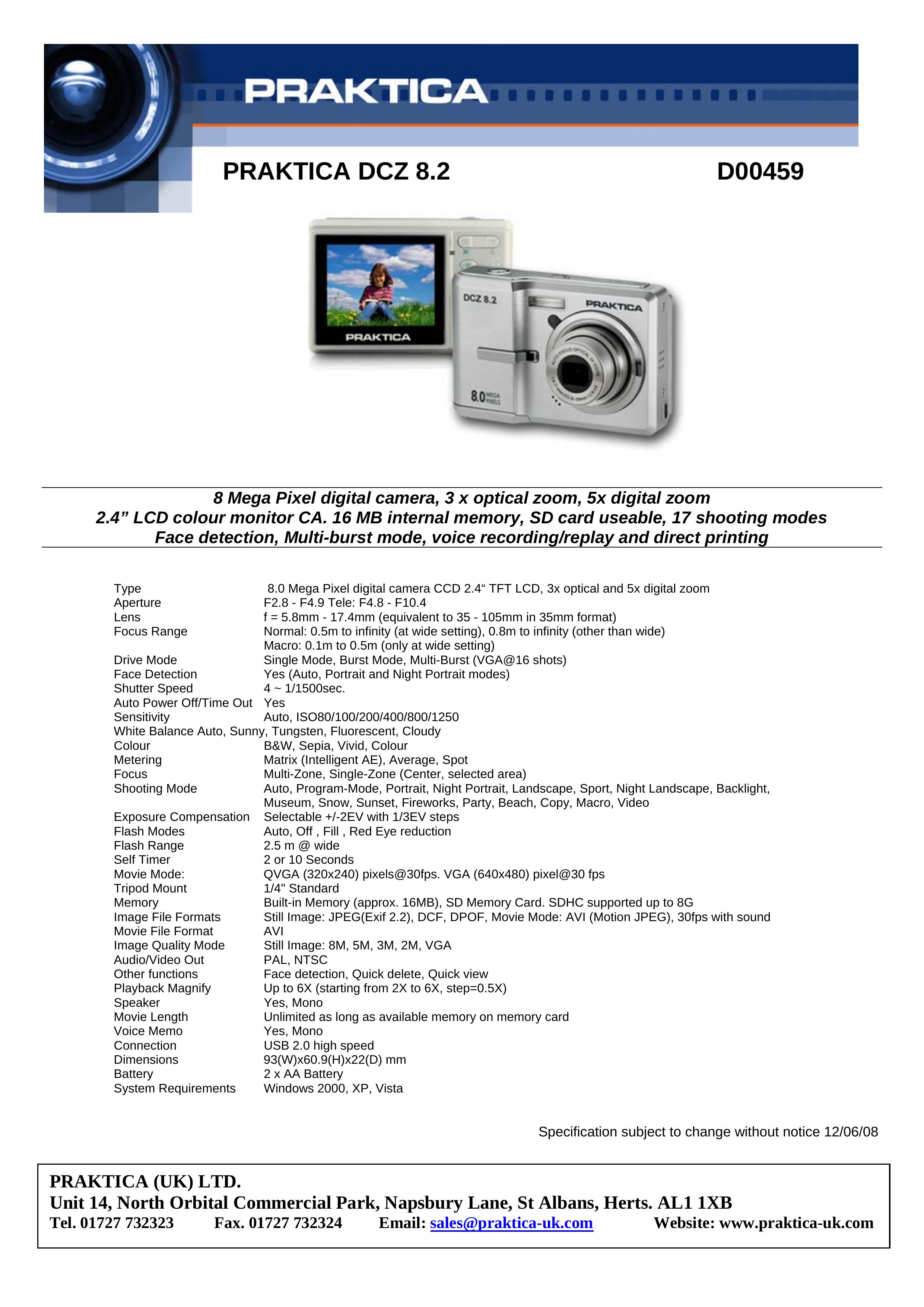 Praktica D00459 Digital Camera User Manual