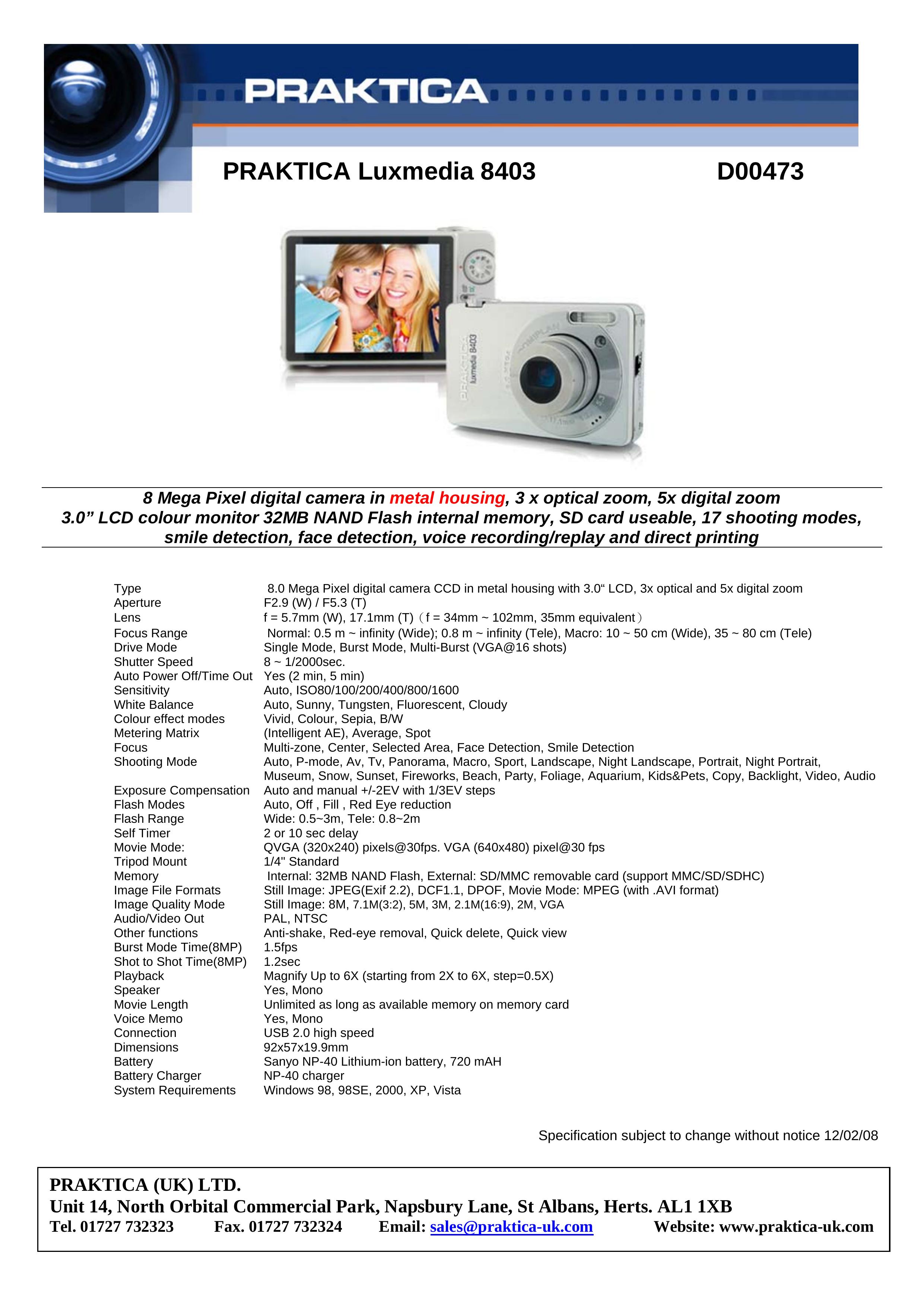 Praktica D00473 Digital Camera User Manual