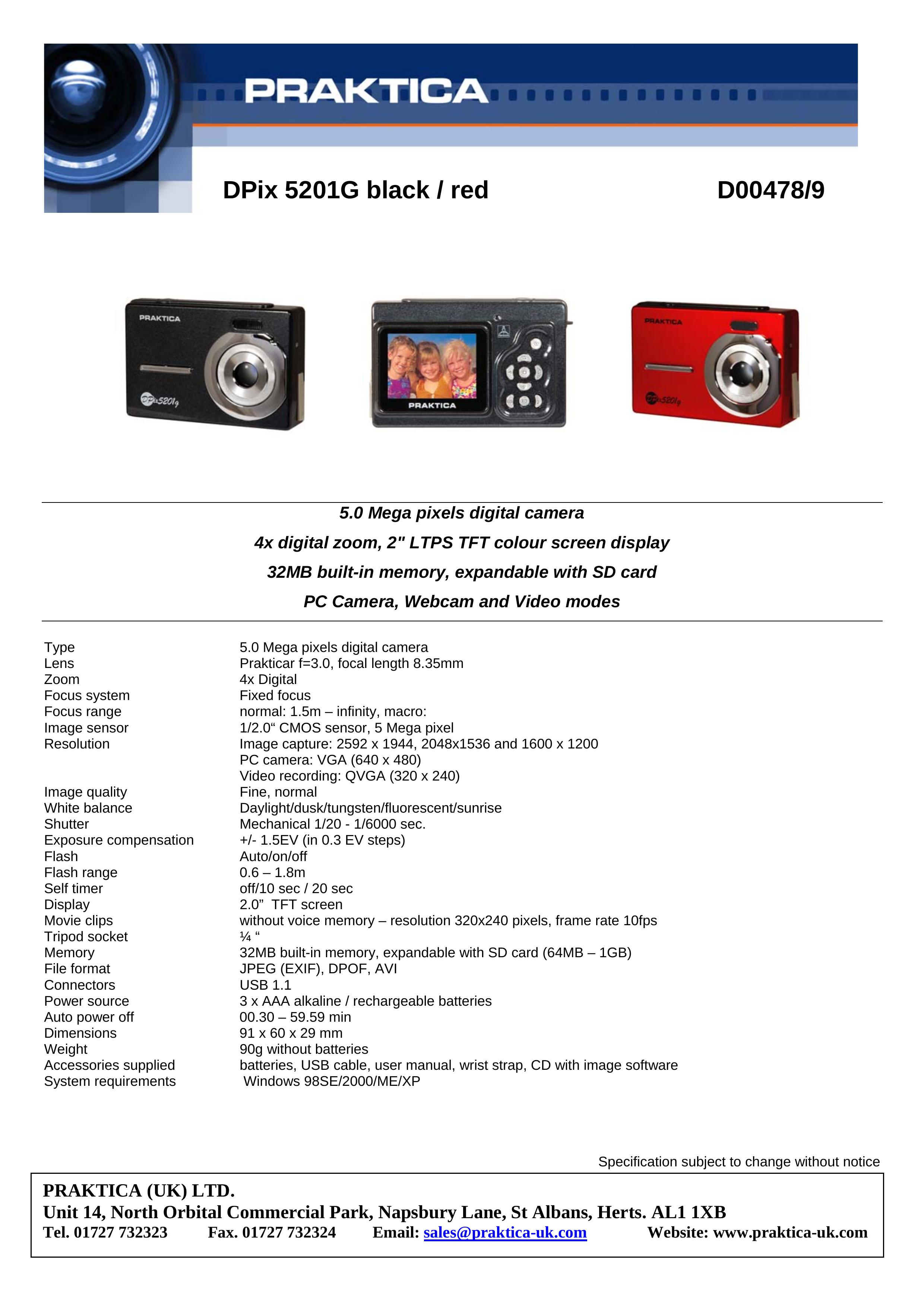 Praktica D00478 Digital Camera User Manual