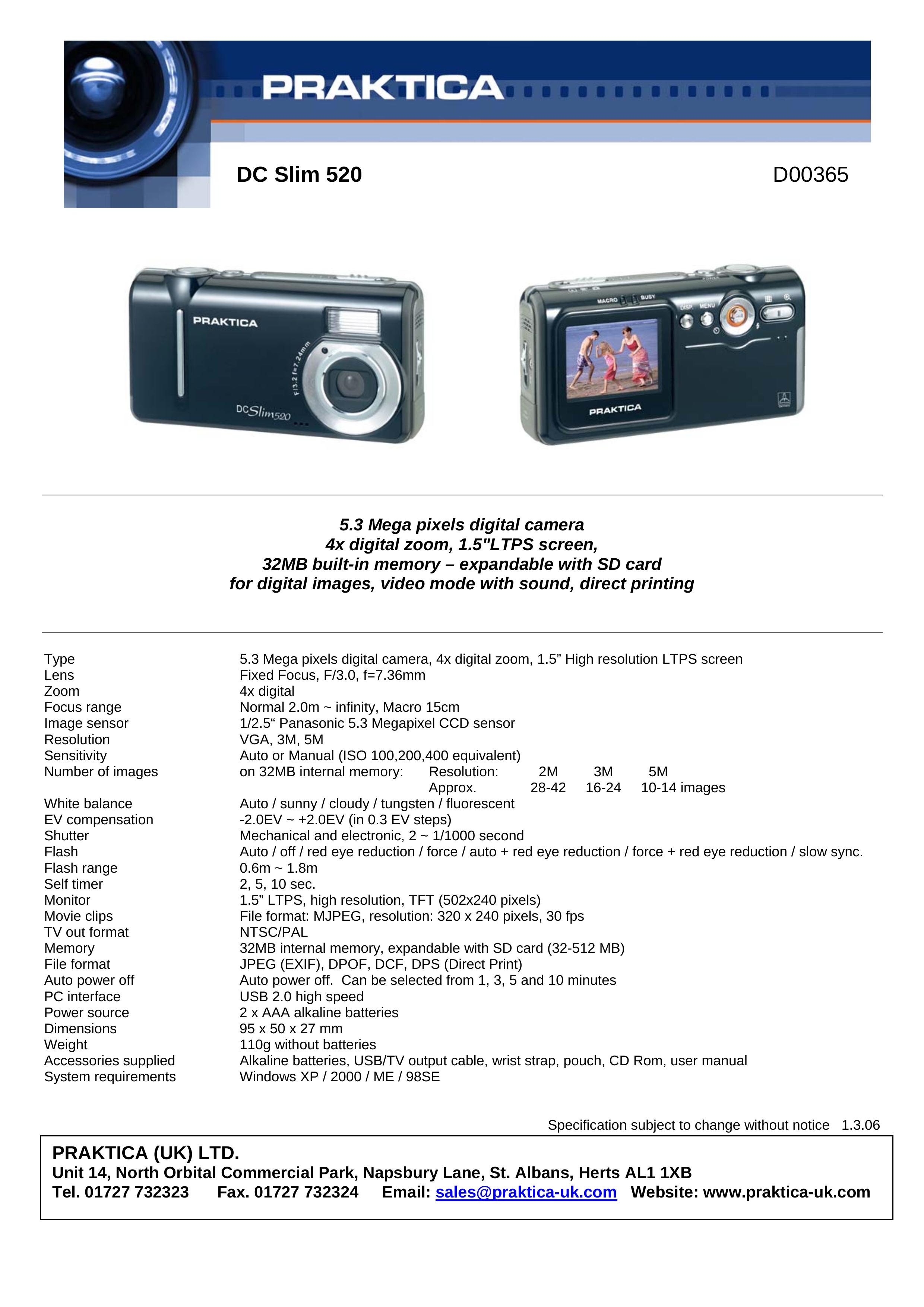 Praktica DC Slim 520 Digital Camera User Manual