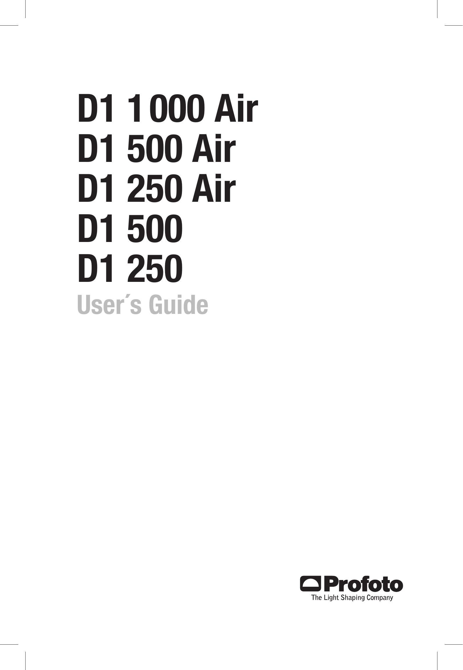 Profoto D1 250 Air Digital Camera User Manual