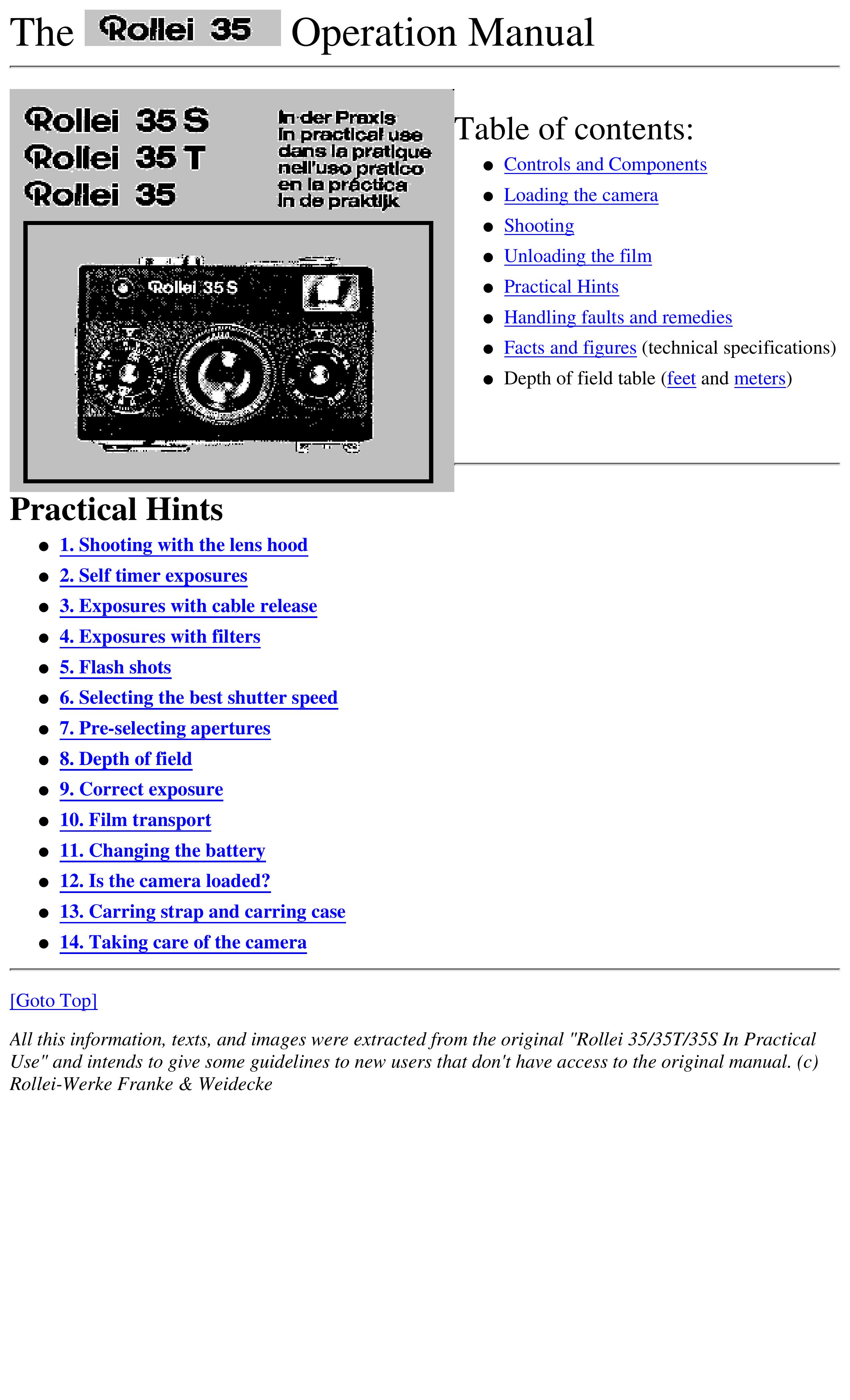 Rollei 35rf Digital Camera User Manual