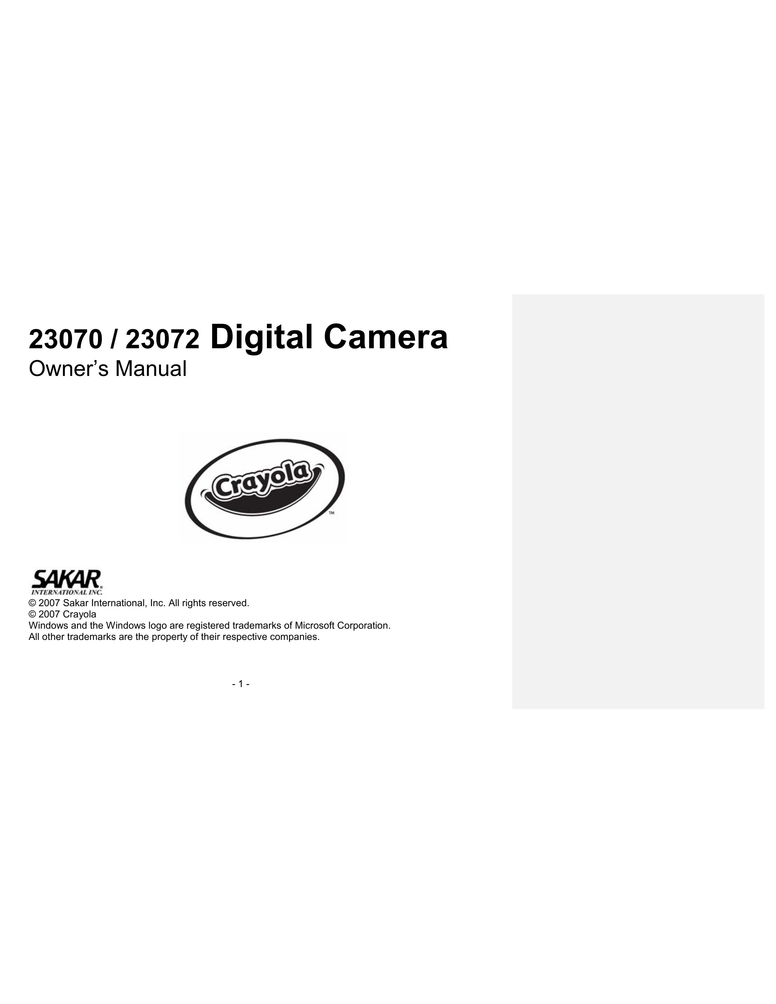 Sakar 23072 Digital Camera User Manual