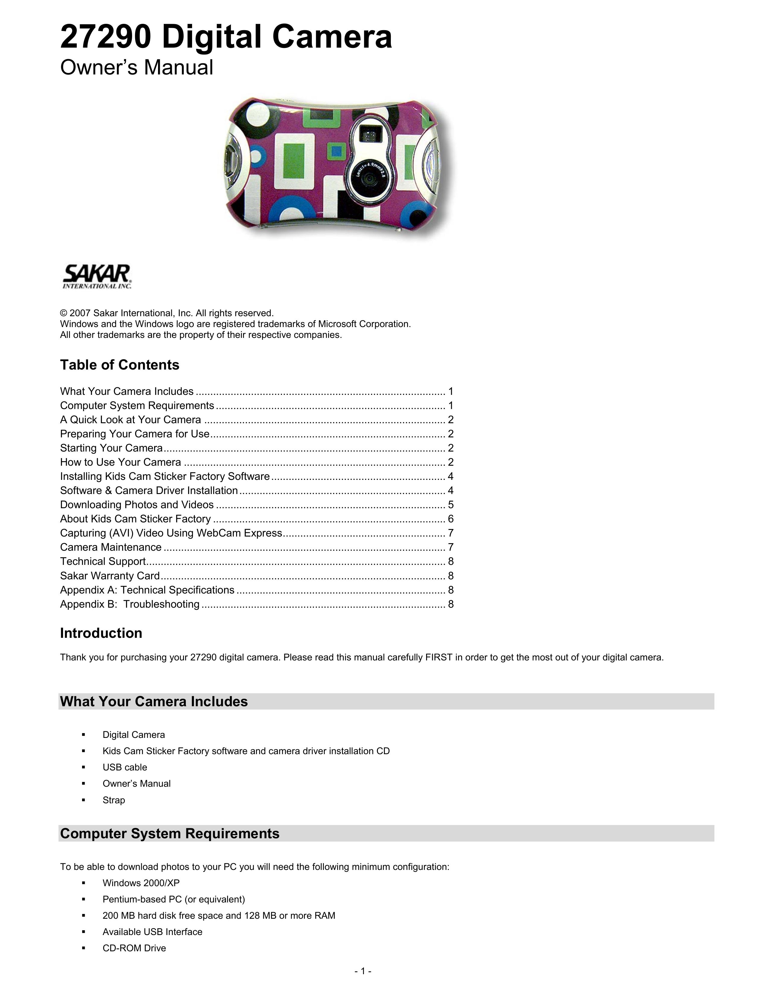 Sakar 27290 Digital Camera User Manual