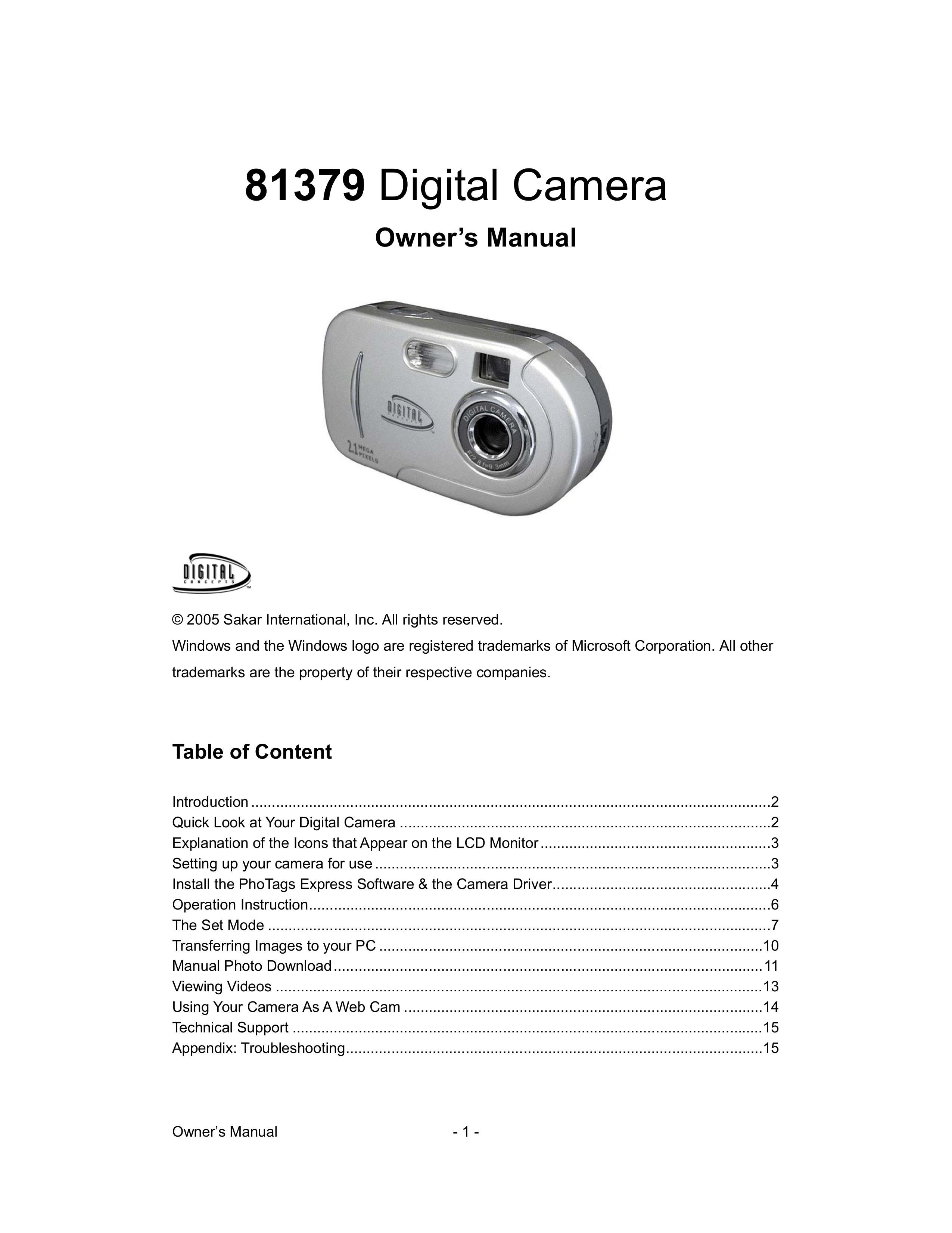 Sakar 81379 Digital Camera User Manual