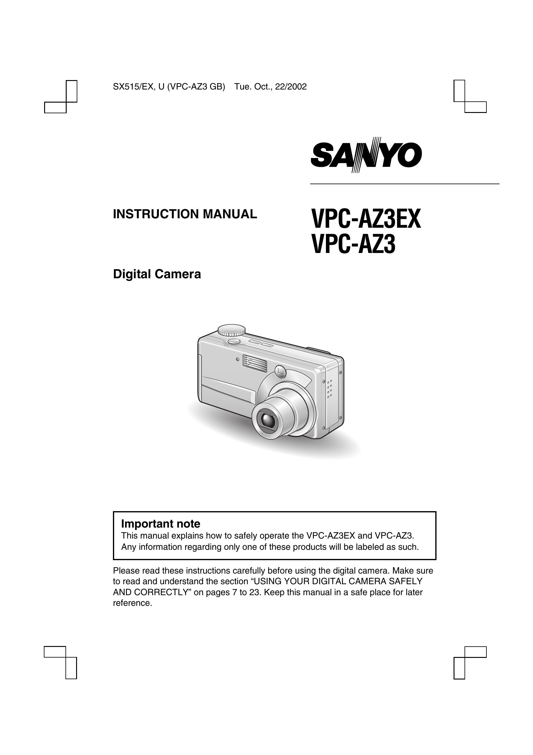 Sanyo VPC-AZ3 EX Digital Camera User Manual