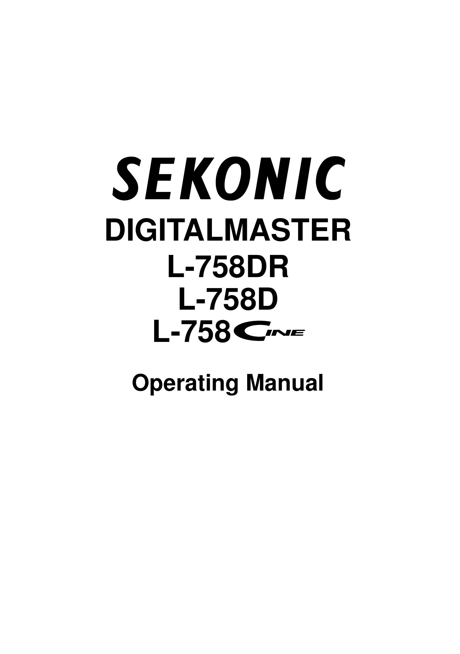 Sekonic L-758DR Digital Camera User Manual