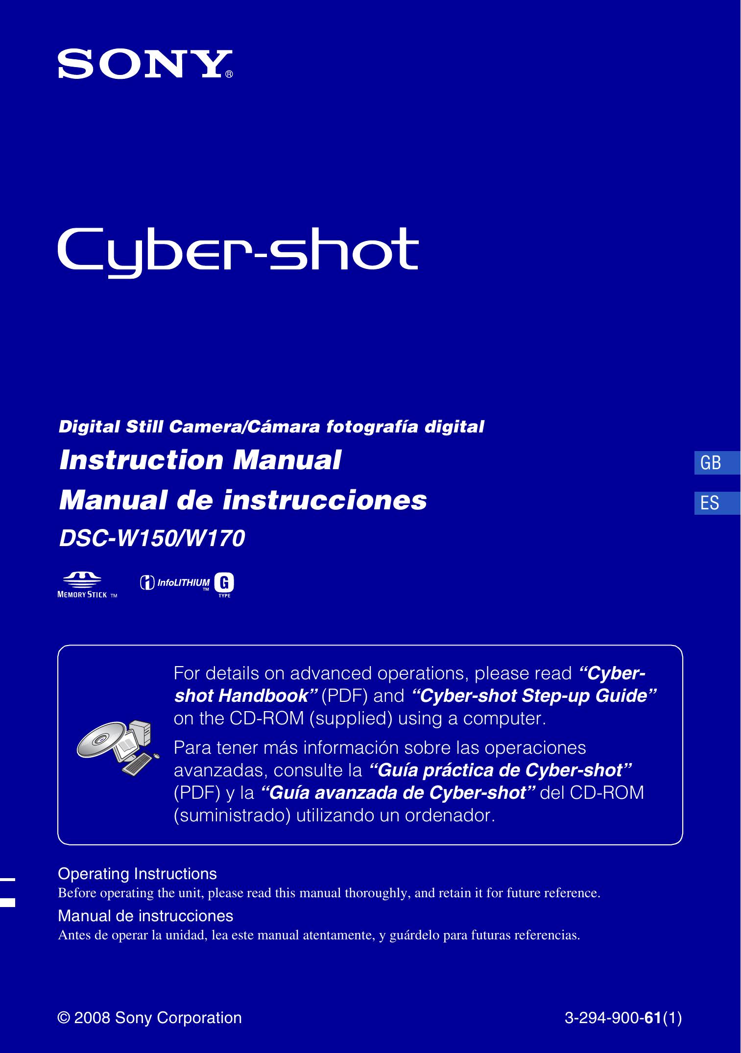 Sony 3-294-900-61(1) Digital Camera User Manual