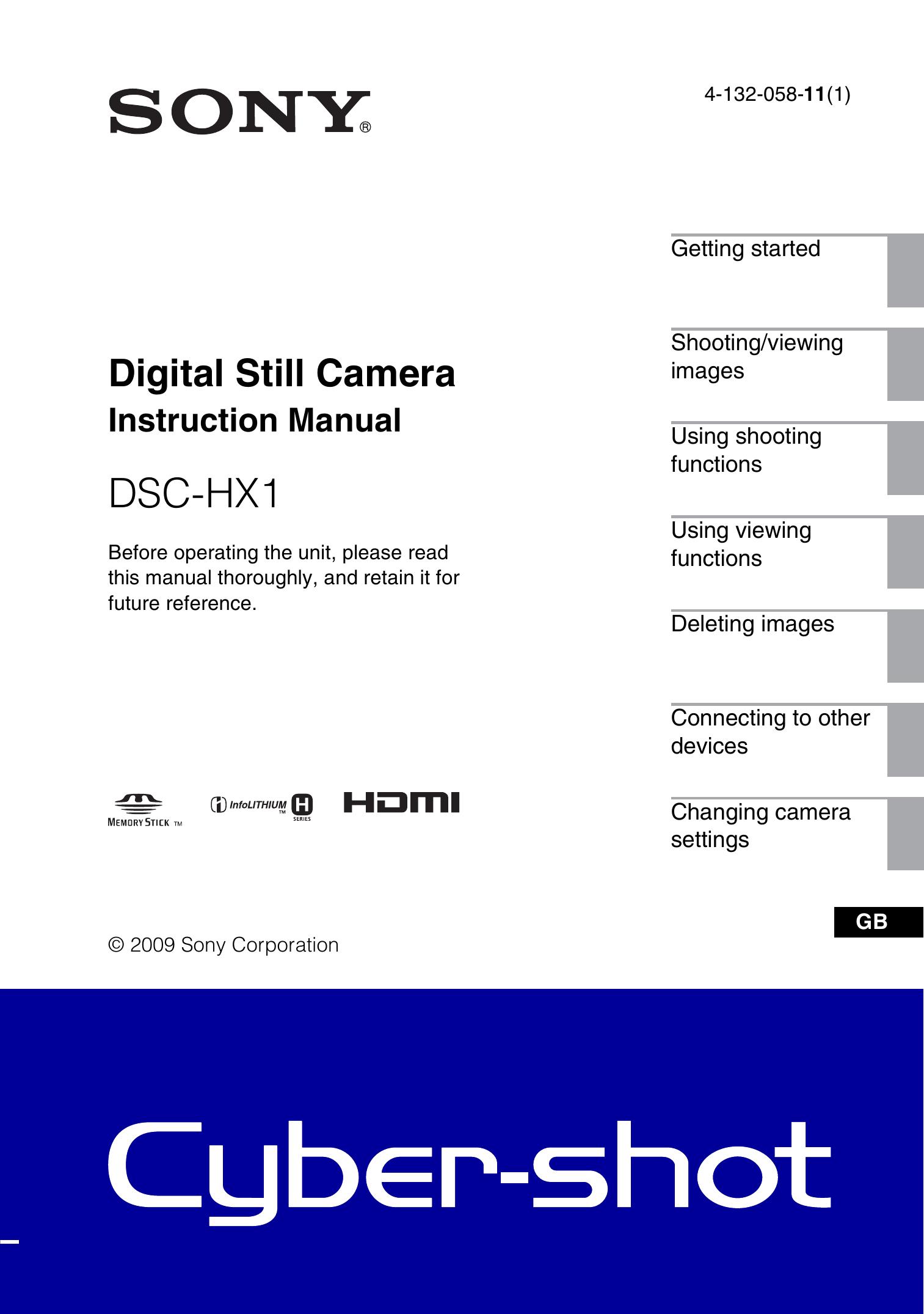 Sony 4-132-058-11(1) Digital Camera User Manual