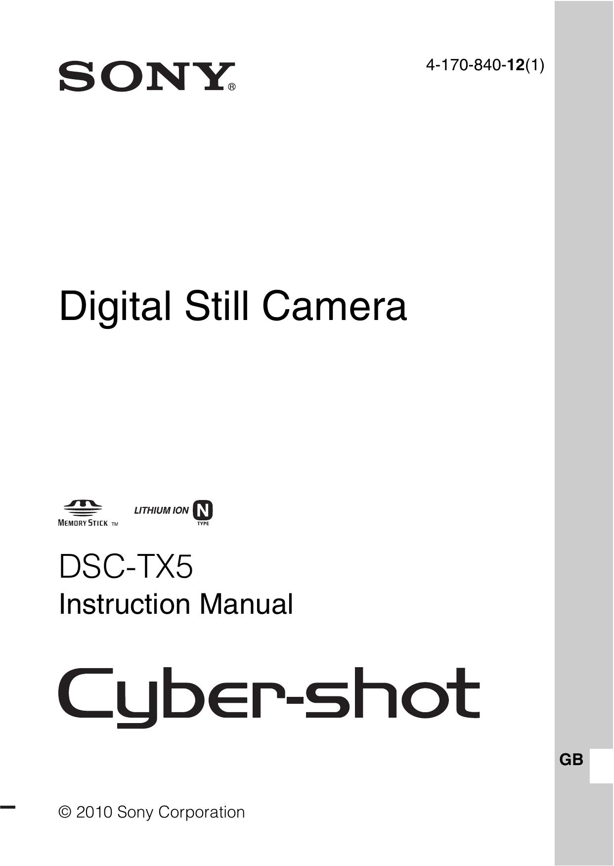 Sony 4-170-840-12(1) Digital Camera User Manual