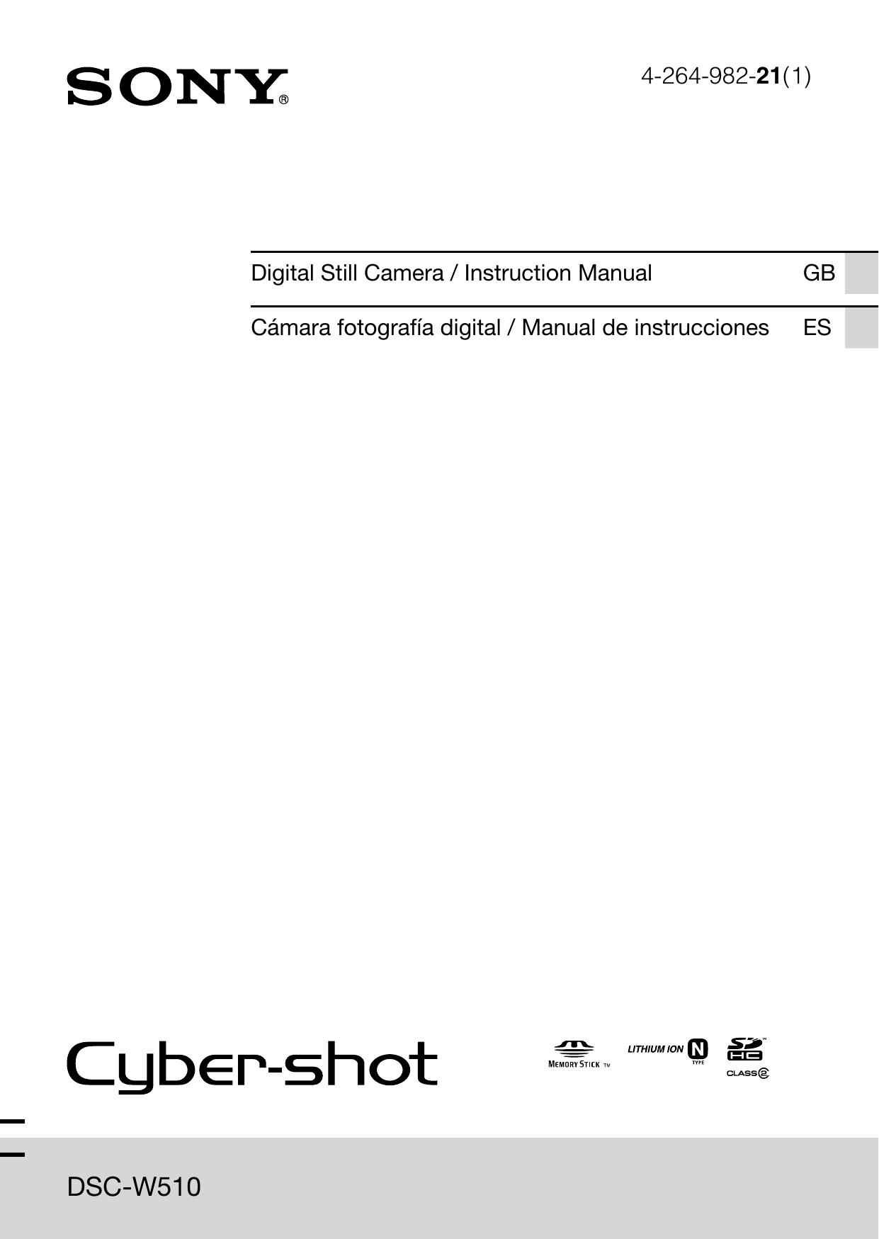 Sony 4-264-982-21 Digital Camera User Manual
